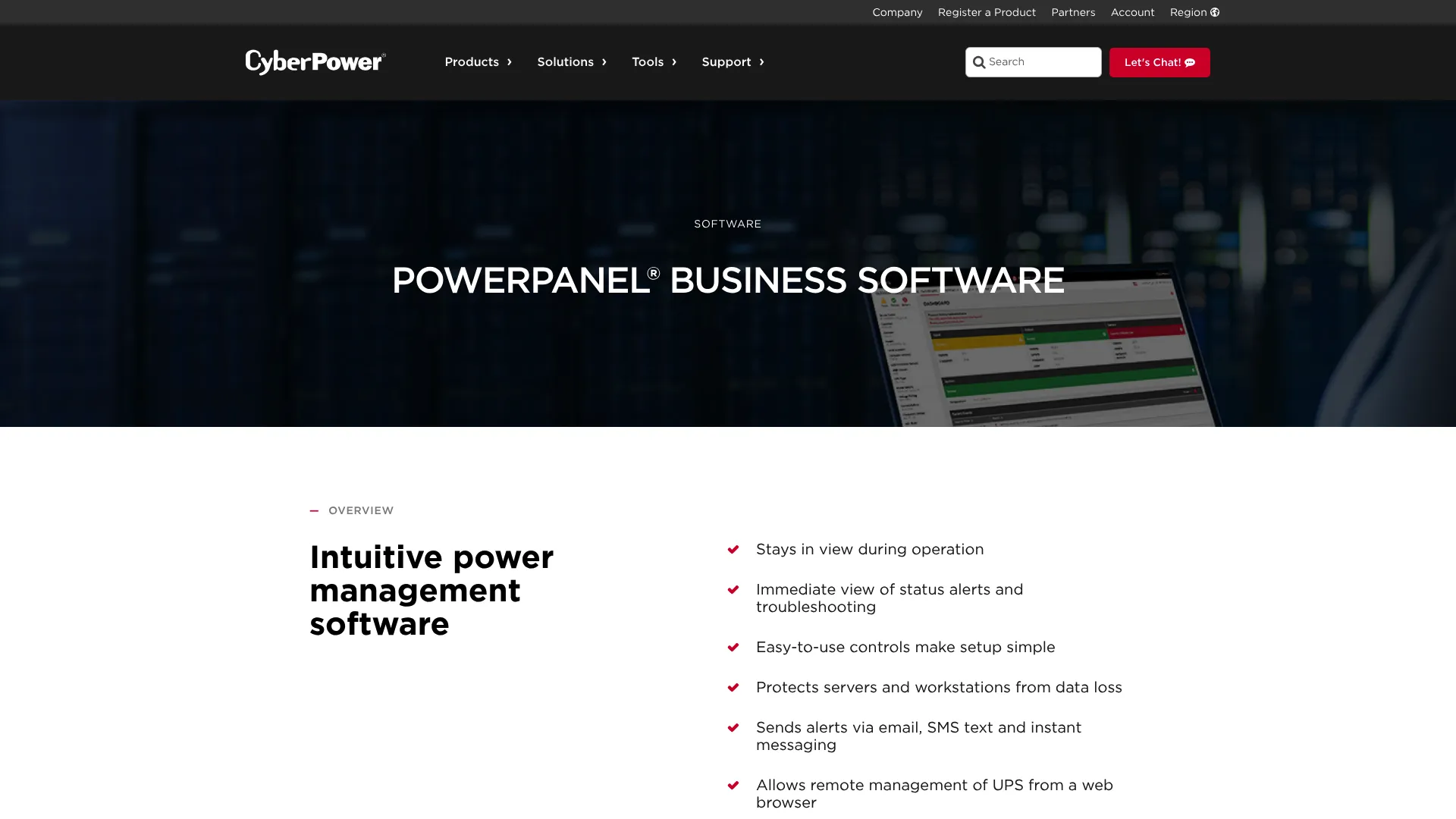 PowerPanel Business software page