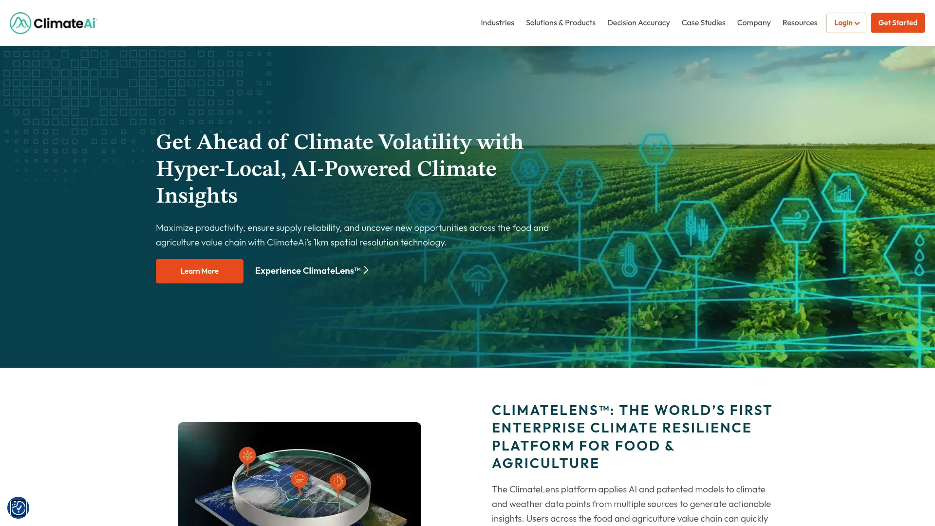 ClimateAi climate resilience platform