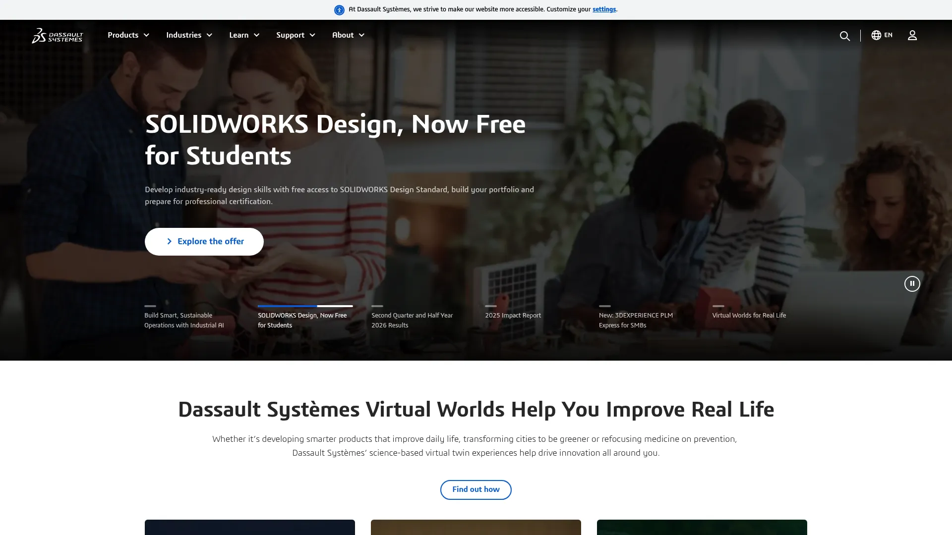 Dassault Systèmes 3DEXPERIENCE platform homepage