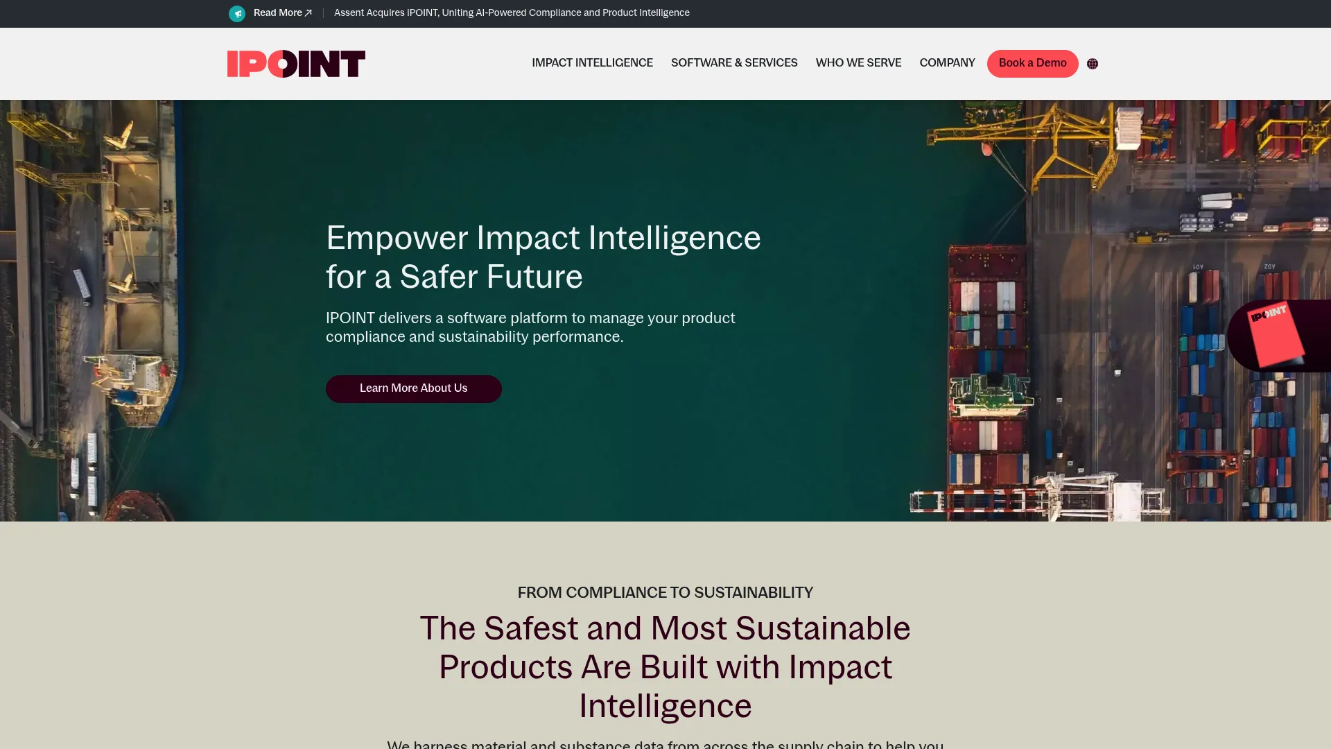 iPoint Systems circular economy and product sustainability software homepage