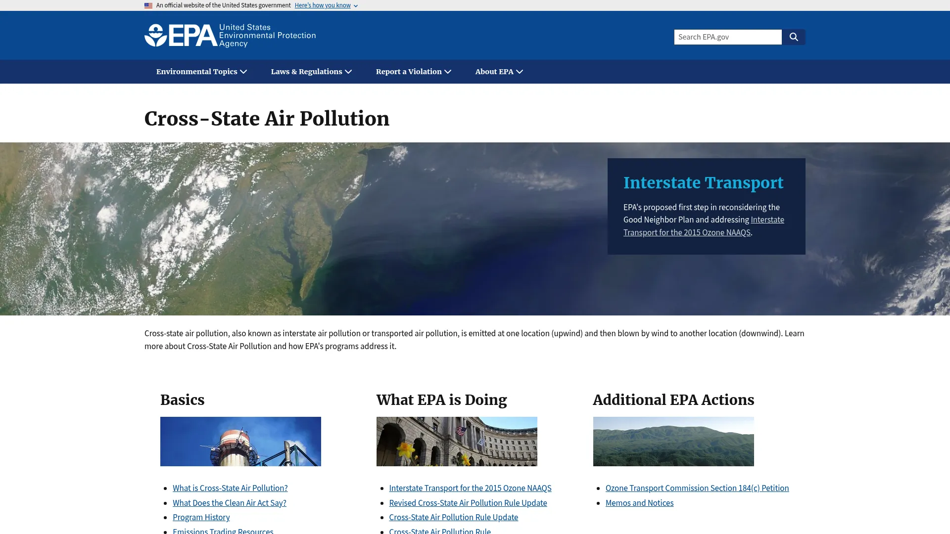 EPA Cross-State Air Pollution Rule page
