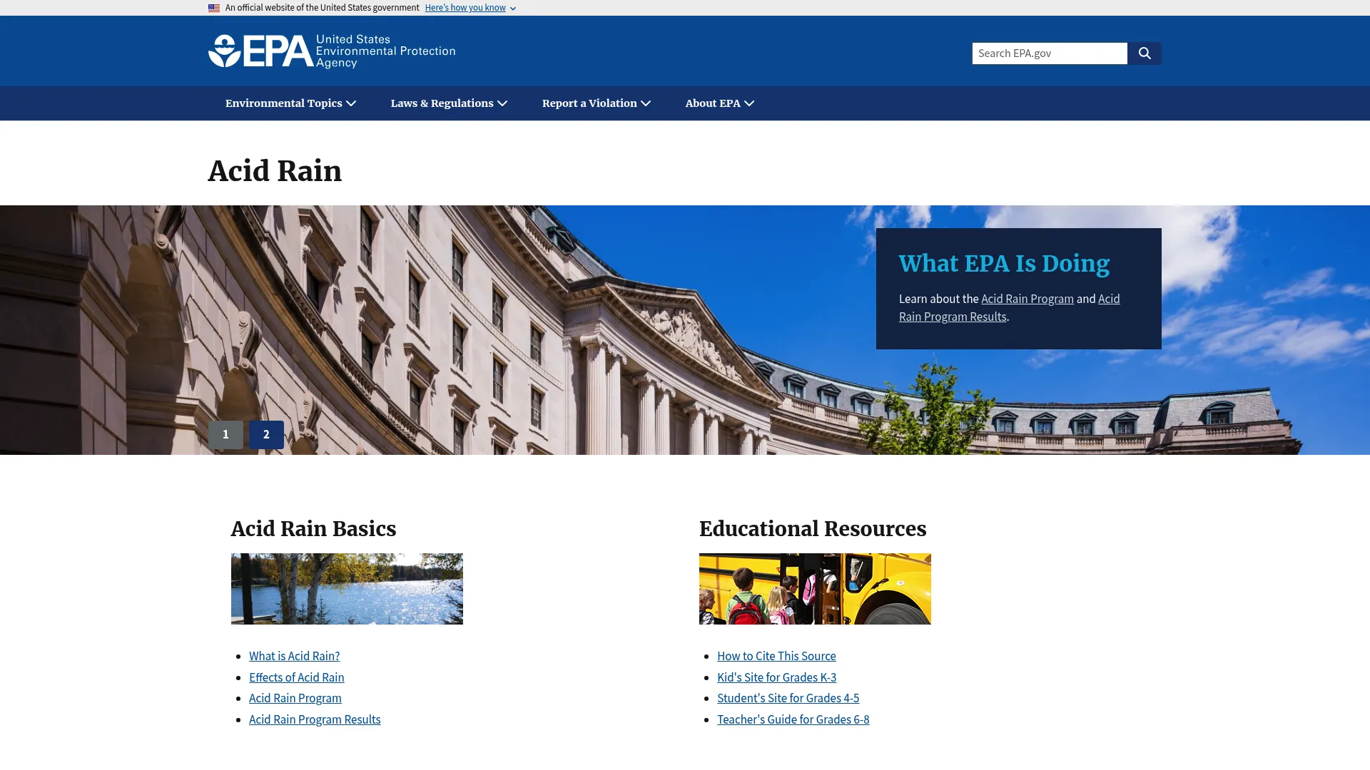 EPA Acid Rain Program page