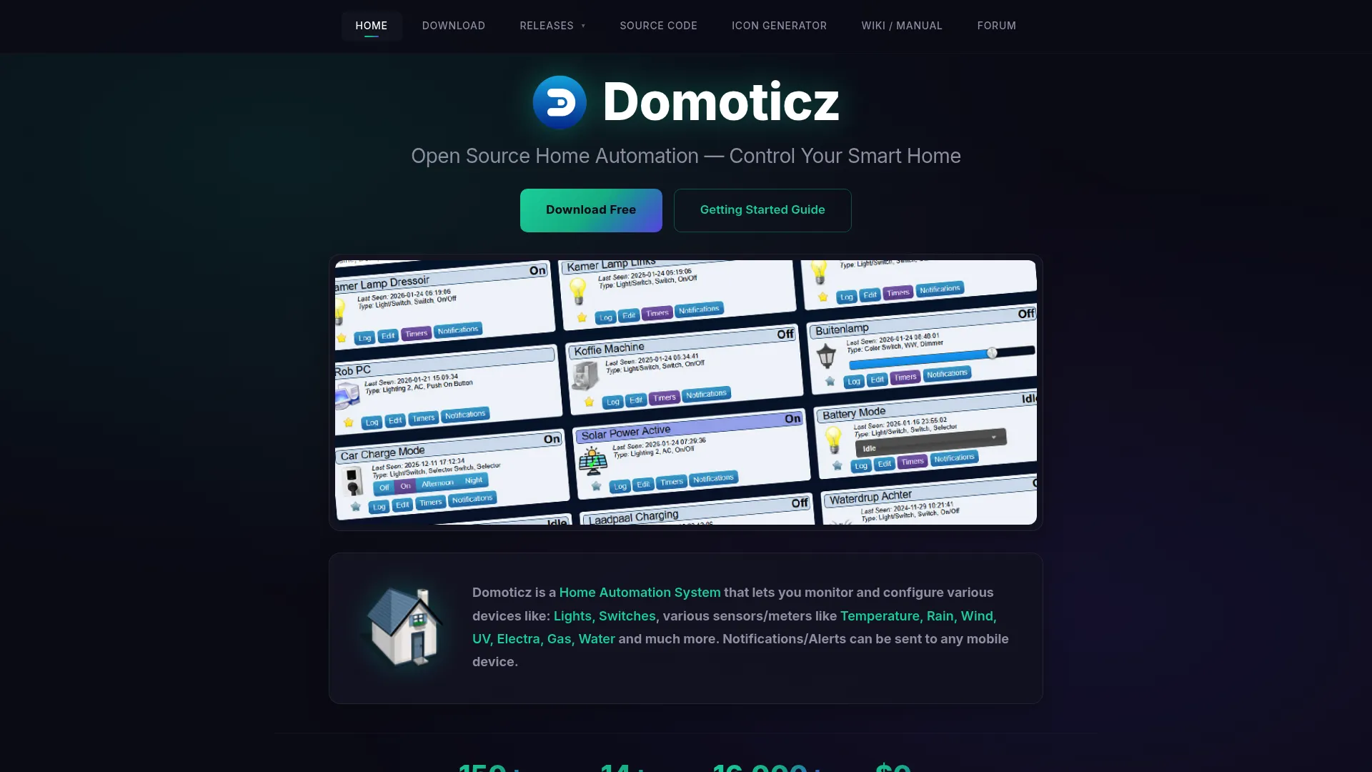Domoticz home automation web interface