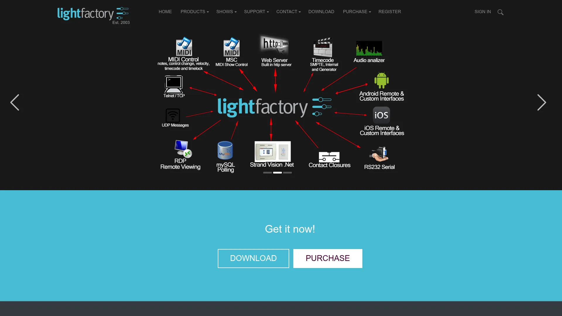 LightFactory cue-based lighting control software interface