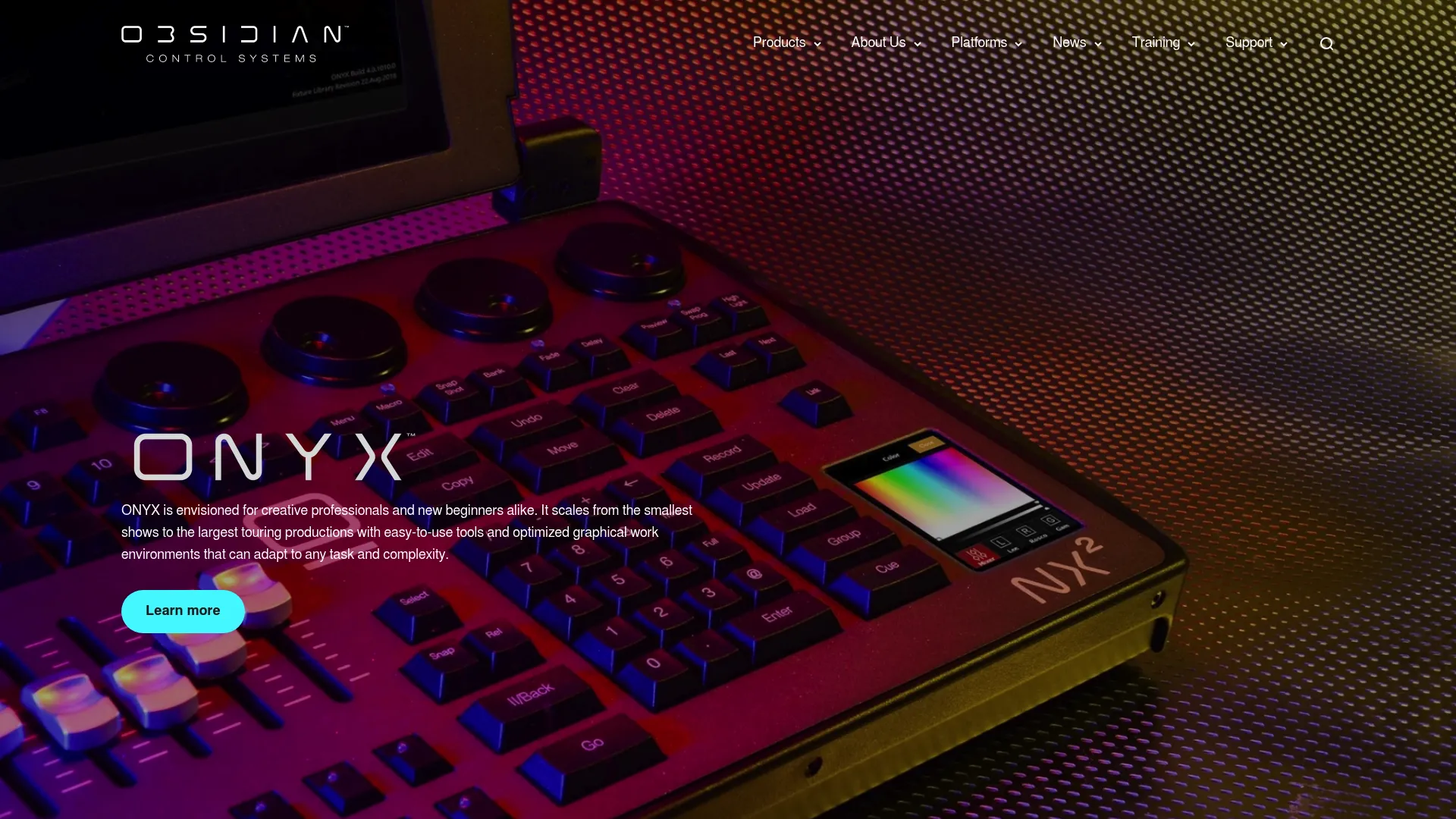 ONYX Software lighting control interface by Obsidian Control