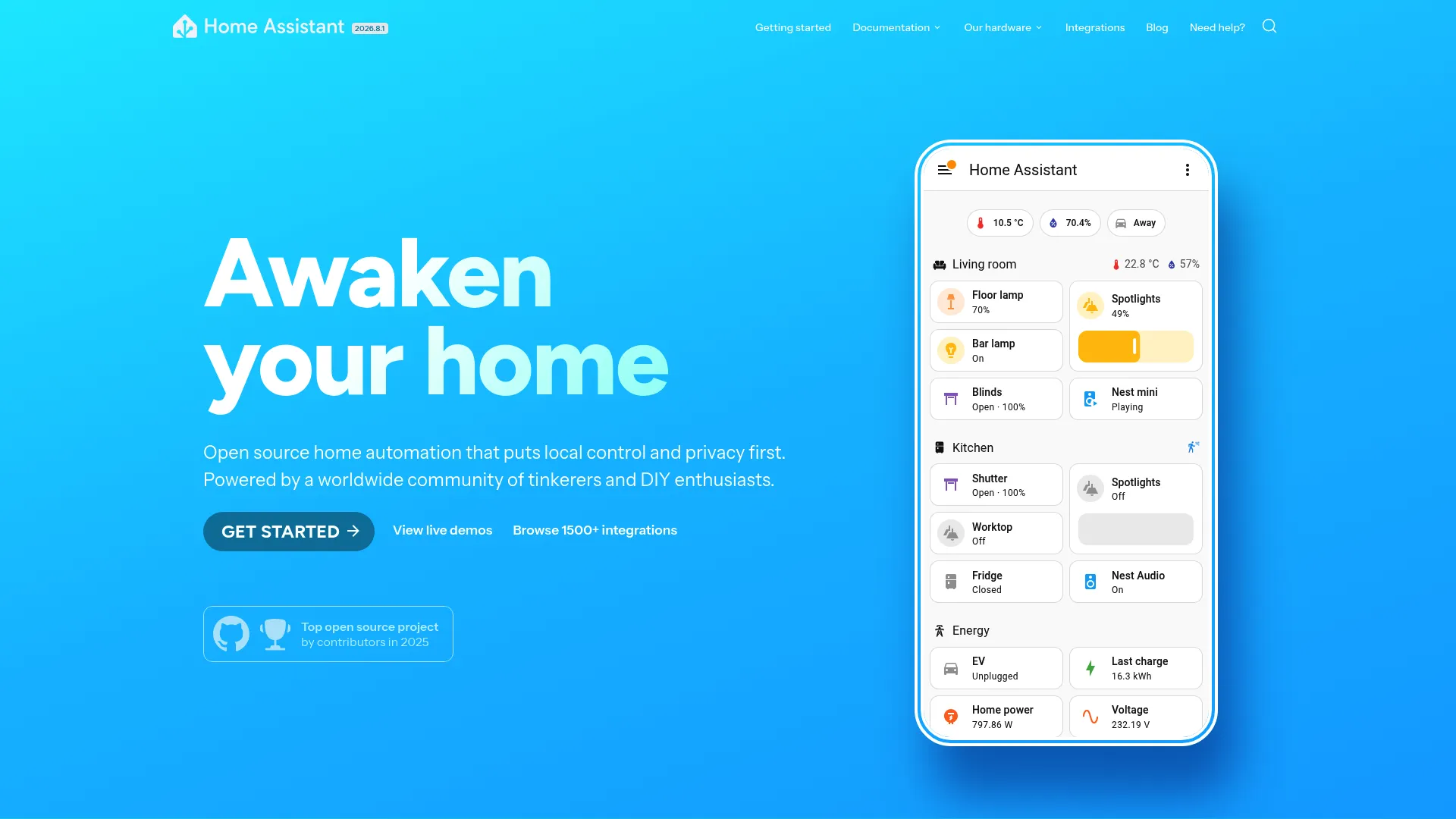 Home Assistant smart home dashboard interface