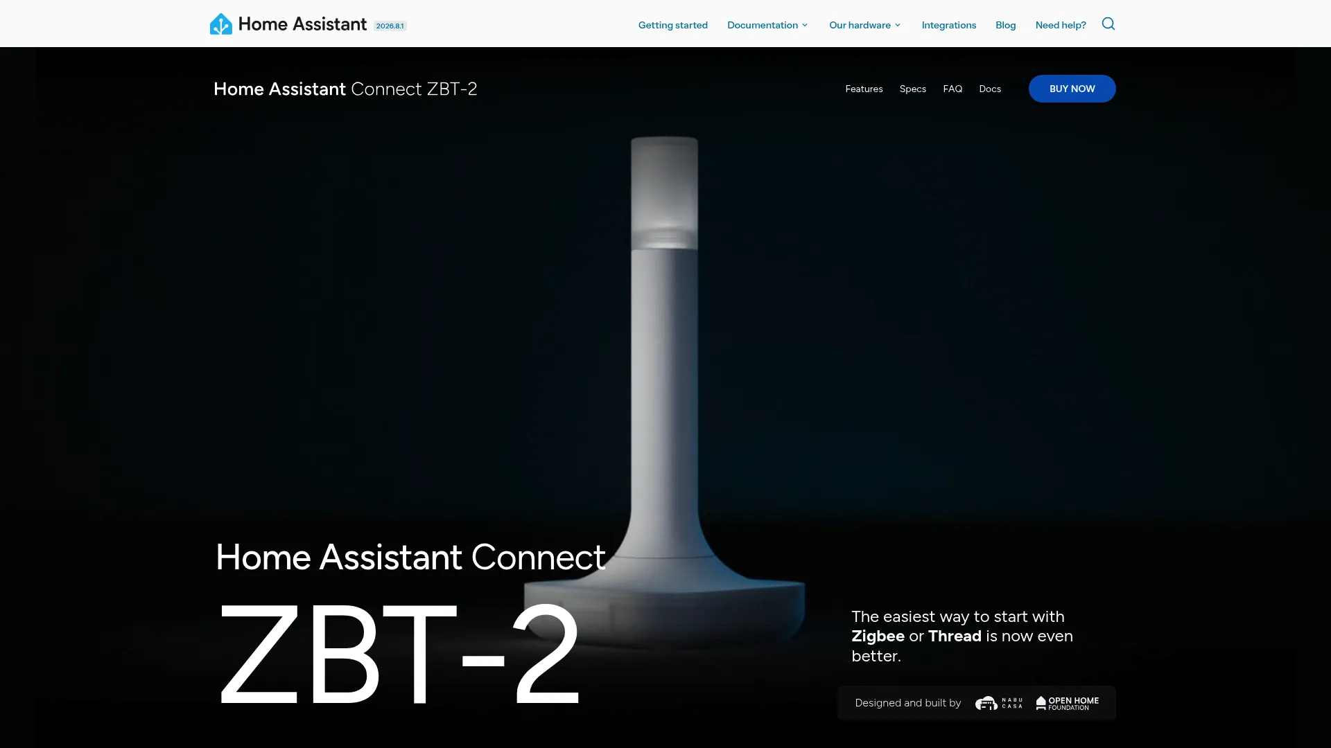 Home Assistant Connect ZBT-2 Zigbee and Thread adapter