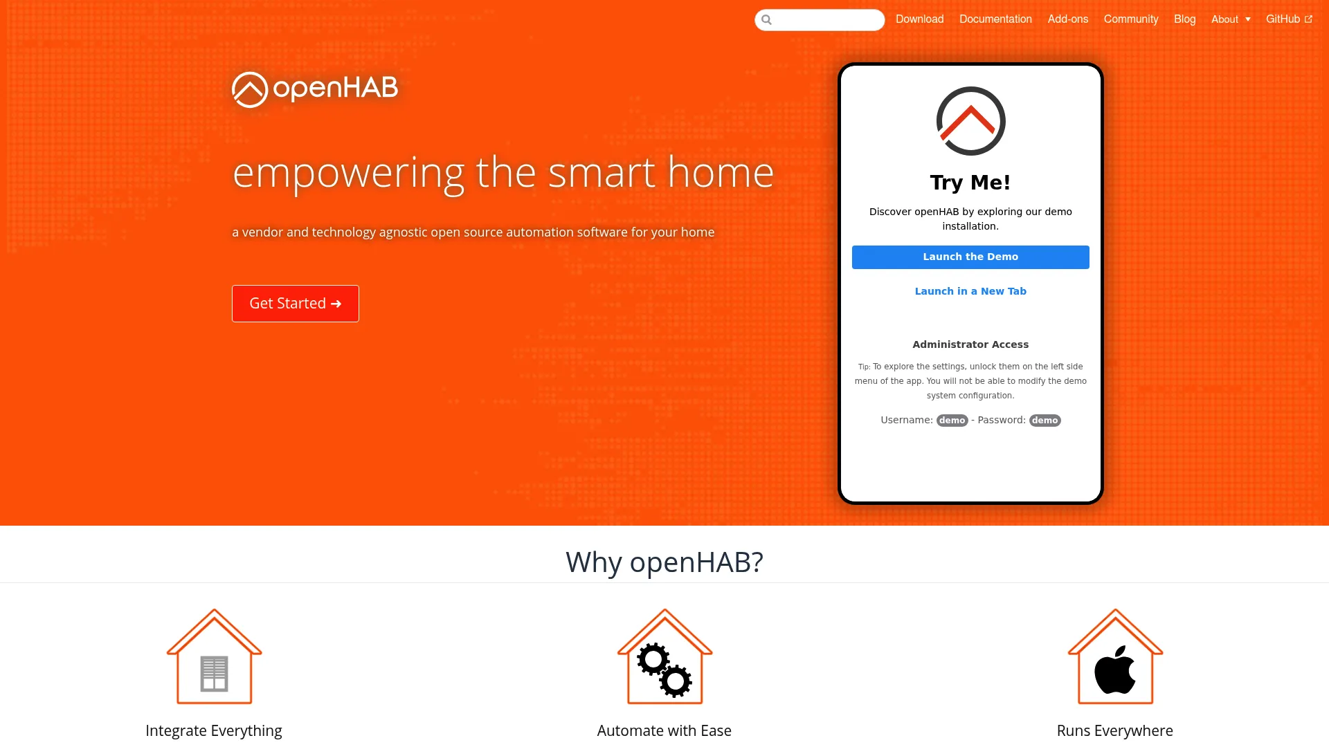 openHAB smart home platform interface