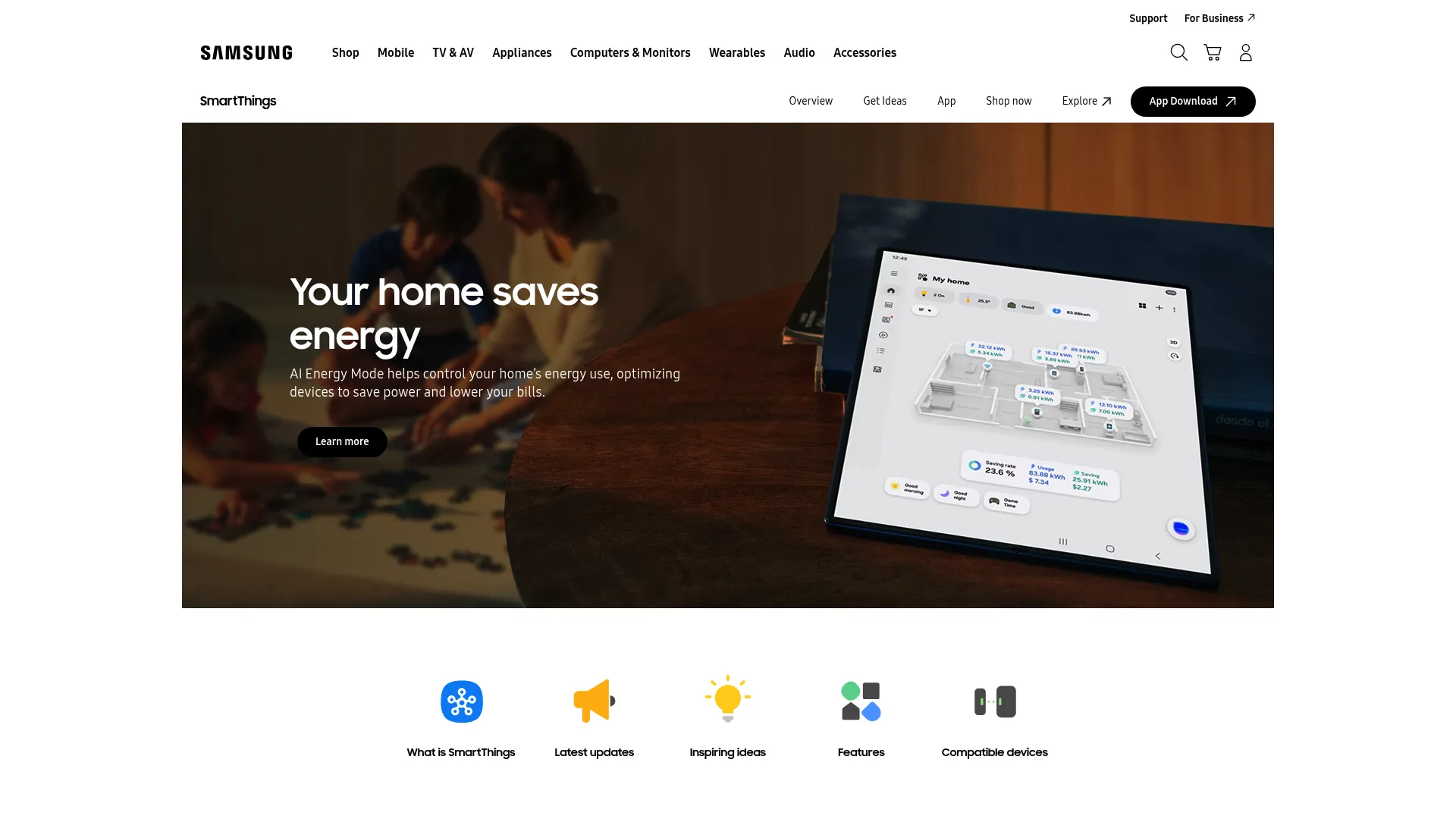 SmartThings smart home app dashboard