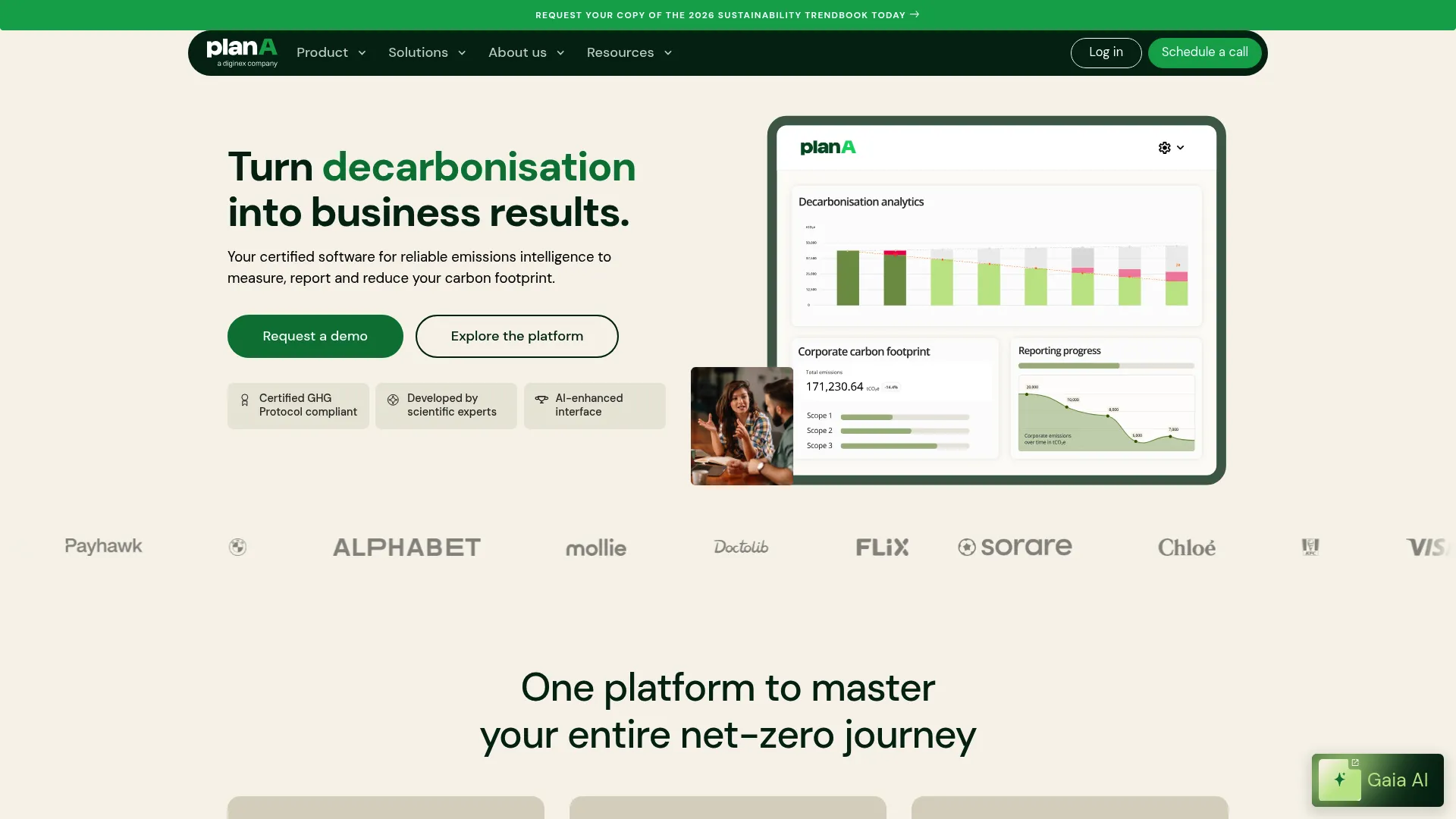 Plan A carbon accounting and decarbonisation software homepage