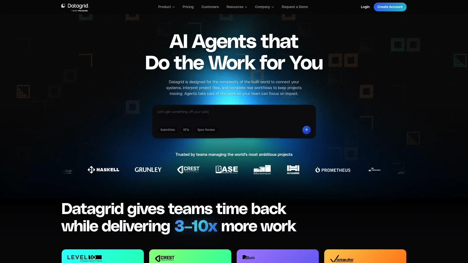 Datagrid agentic AI platform for built-world document workflows