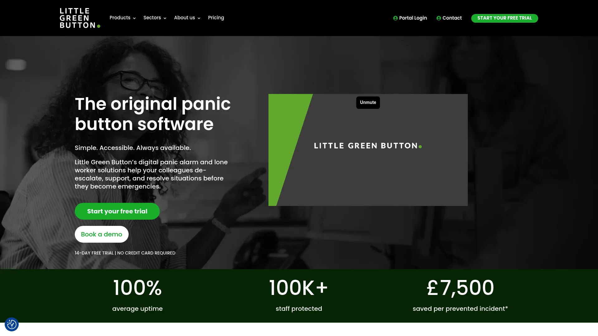 Little Green Button desktop panic alarm software homepage