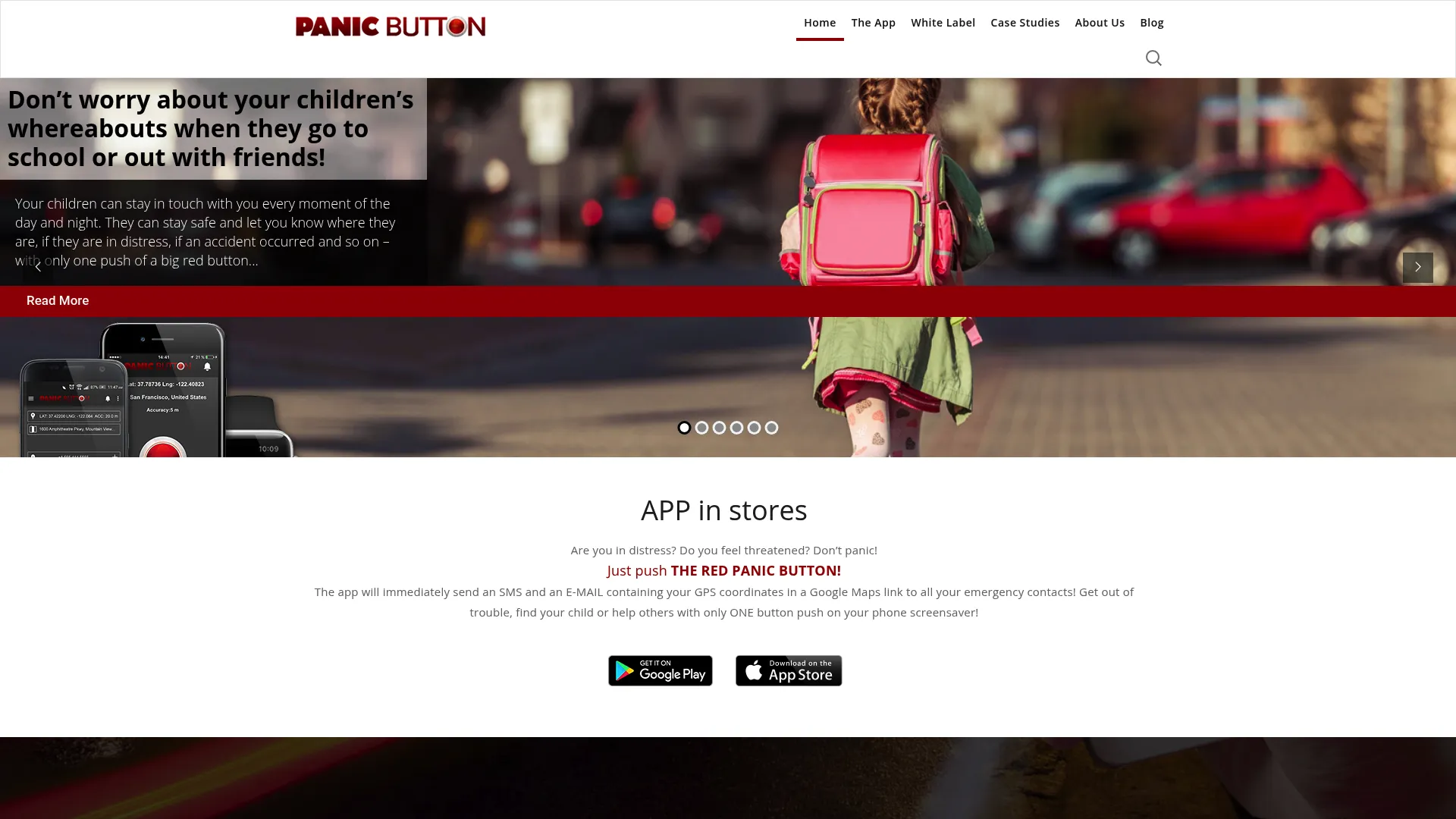 Red Panic Button mobile safety app homepage