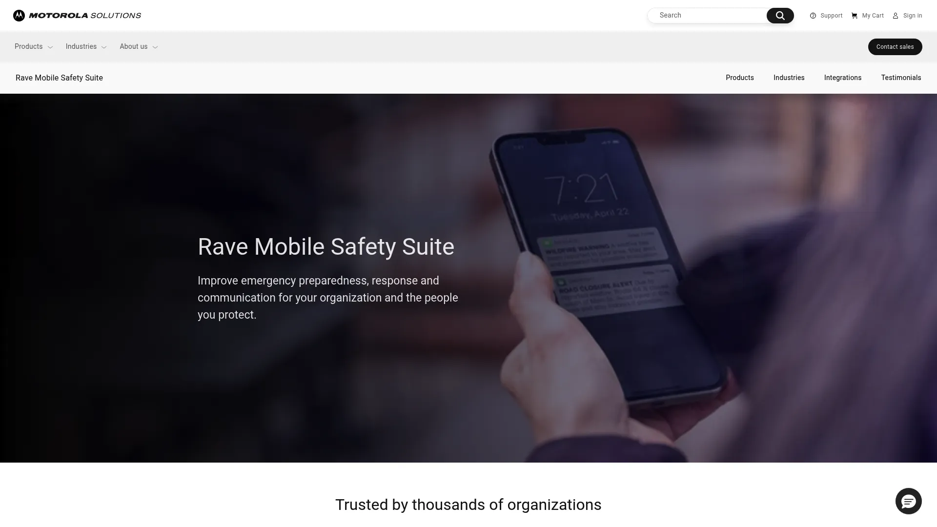 Rave Panic Button mobile emergency alert app homepage