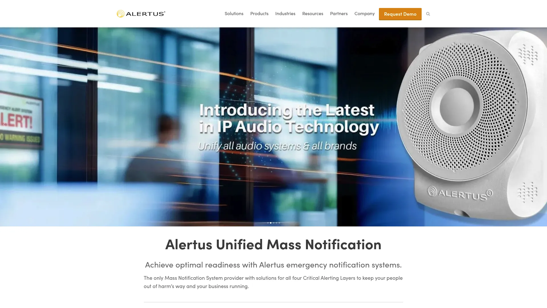 Alertus Technologies emergency notification platform homepage