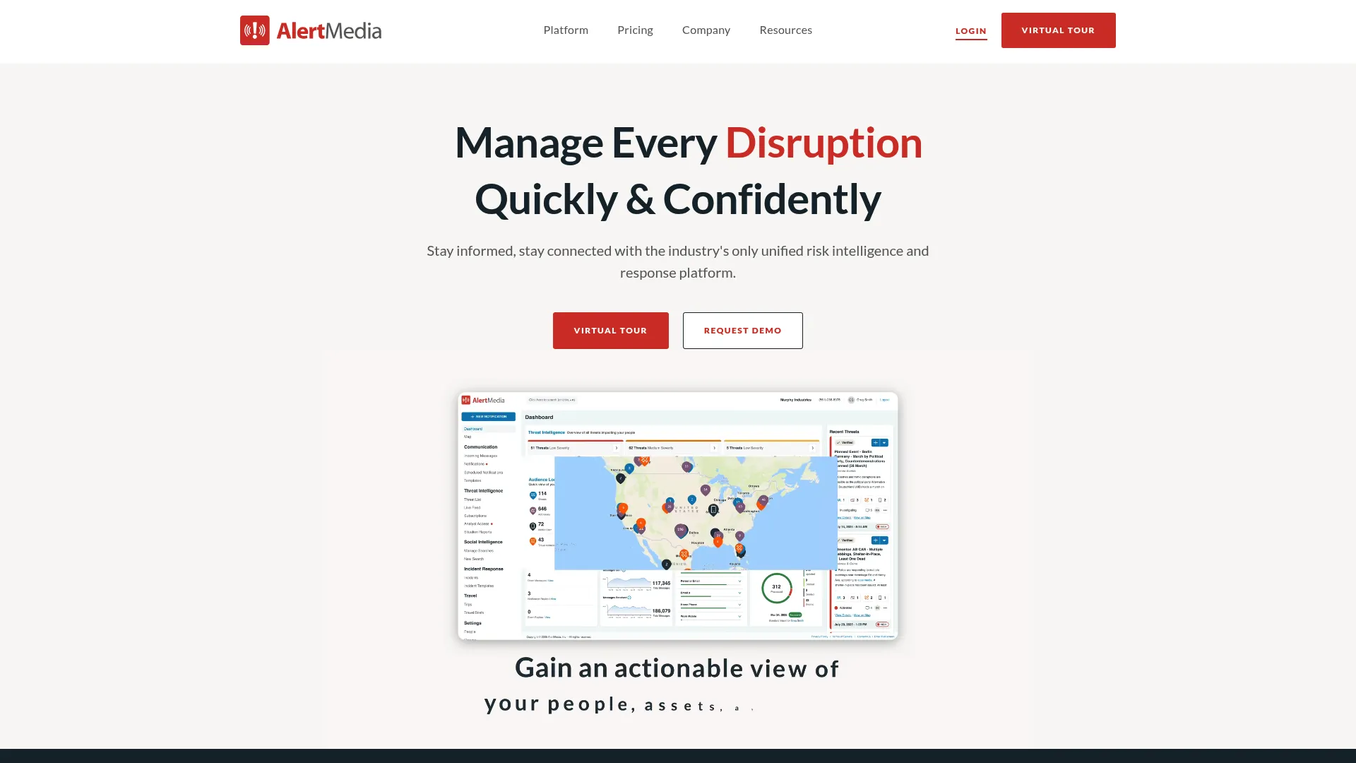 AlertMedia emergency communication platform homepage