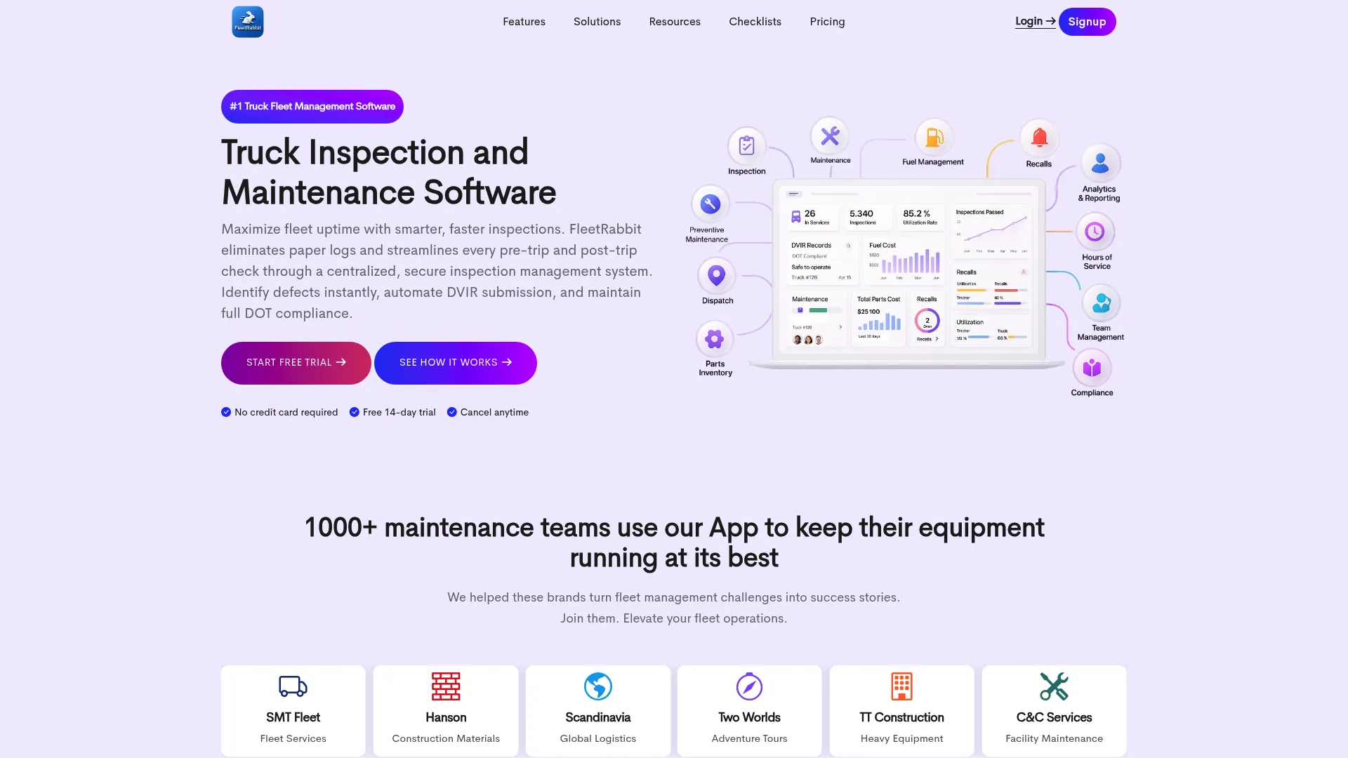 FleetRabbit all-in-one fleet management software homepage
