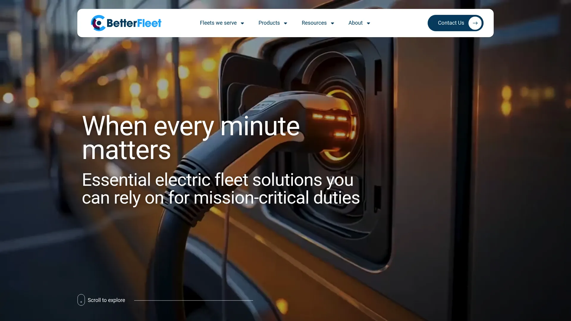 BetterFleet zero-emission fleet planning and charge management homepage