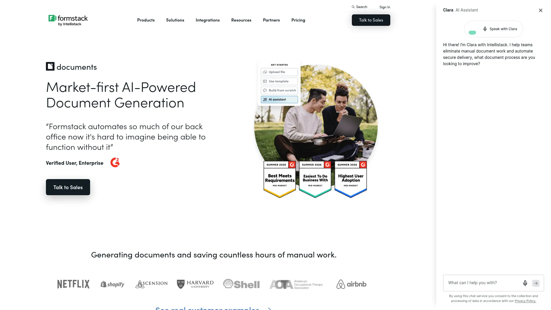 Formstack Documents automated generation interface
