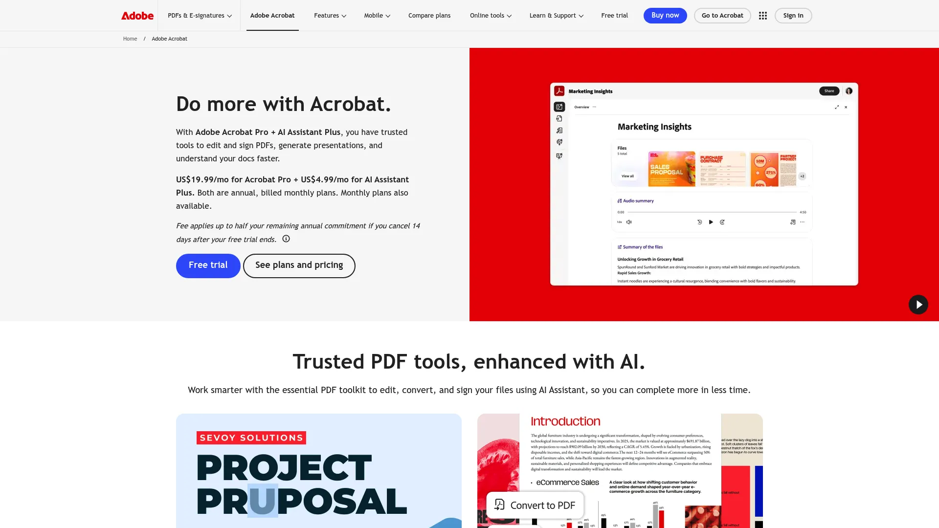 Adobe Acrobat PDF editing and signing interface