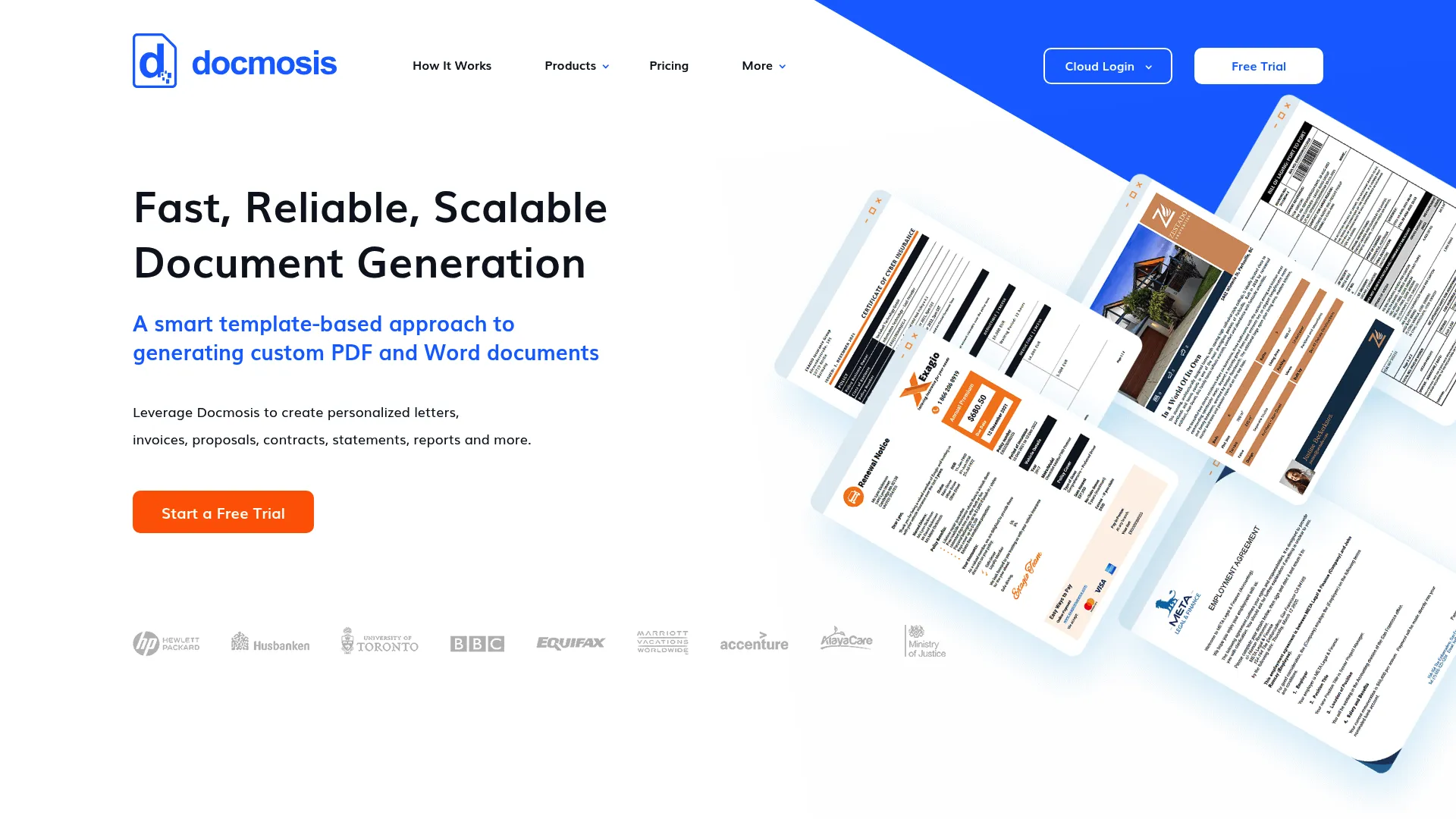 Docmosis template-based document generation interface
