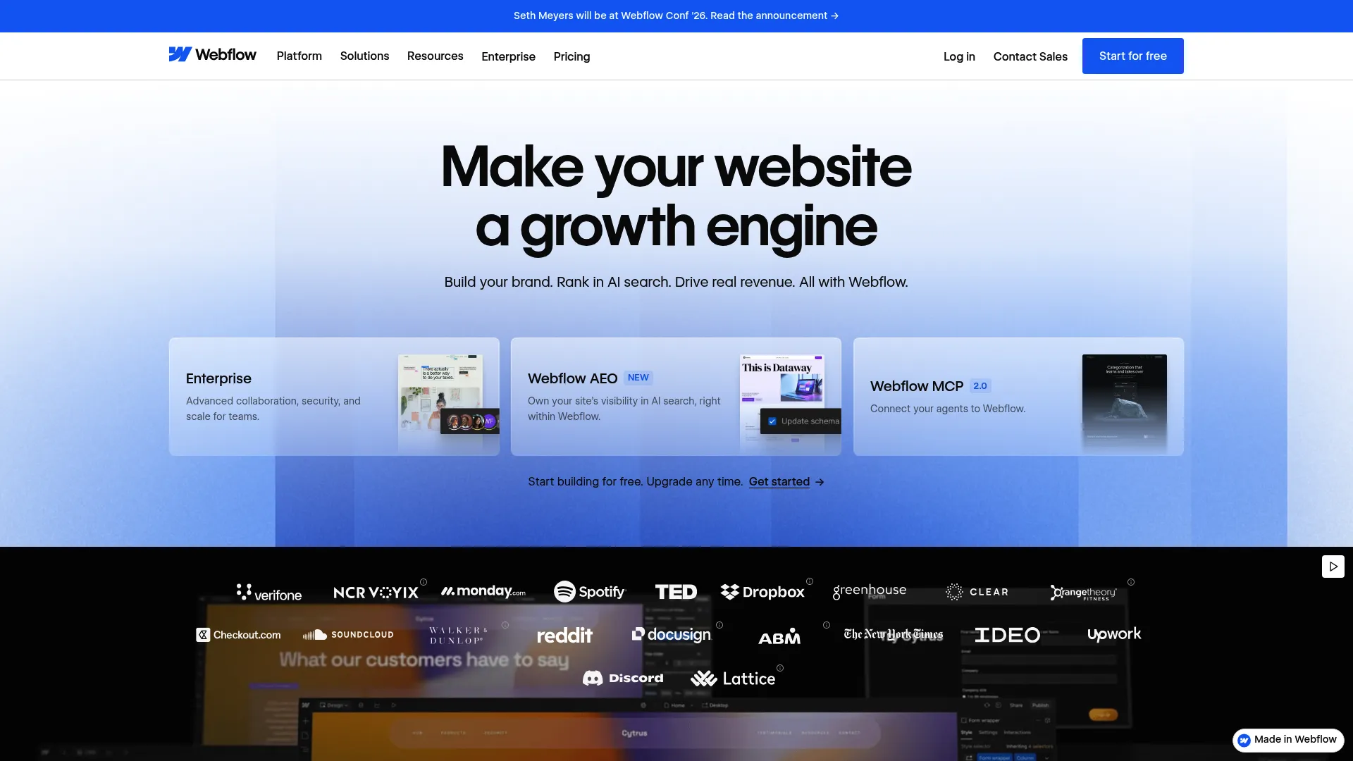 Webflow visual website builder interface