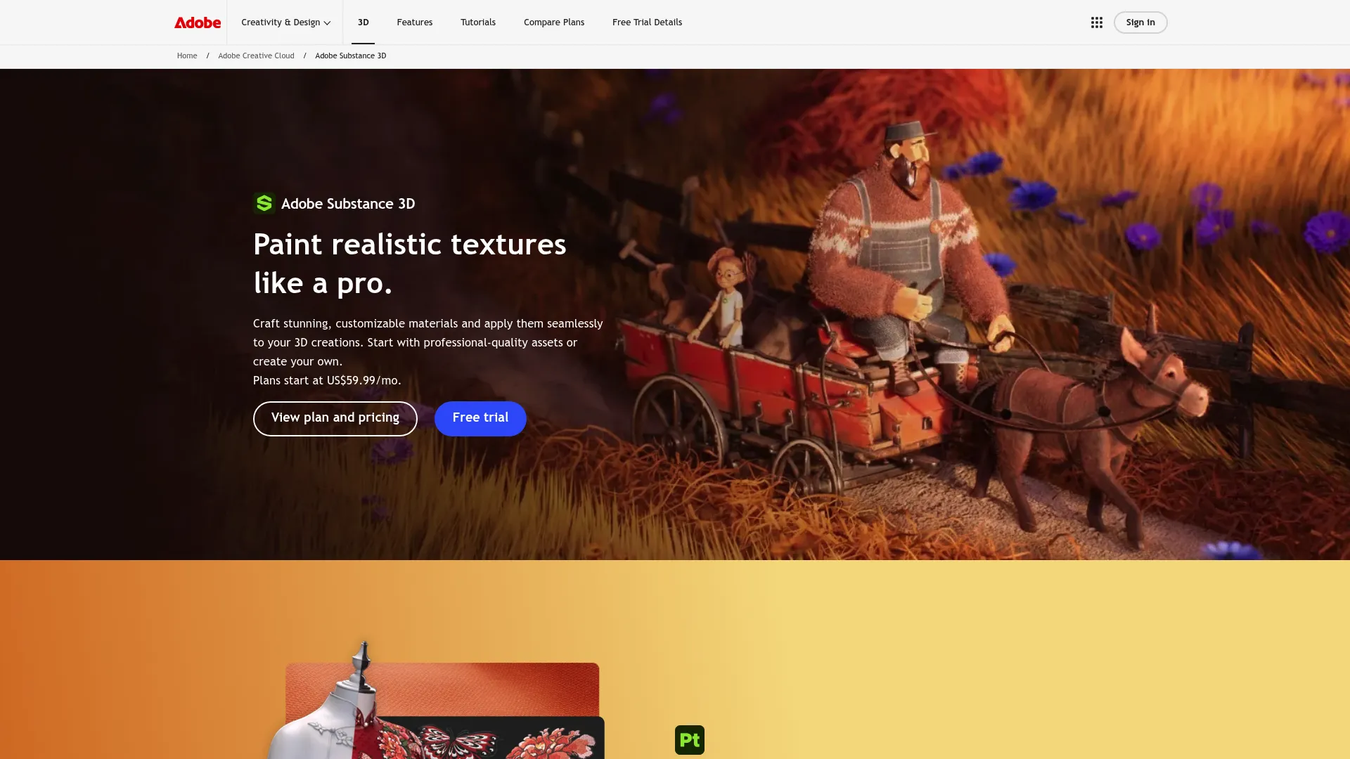 Adobe Substance 3D texturing and material workspace