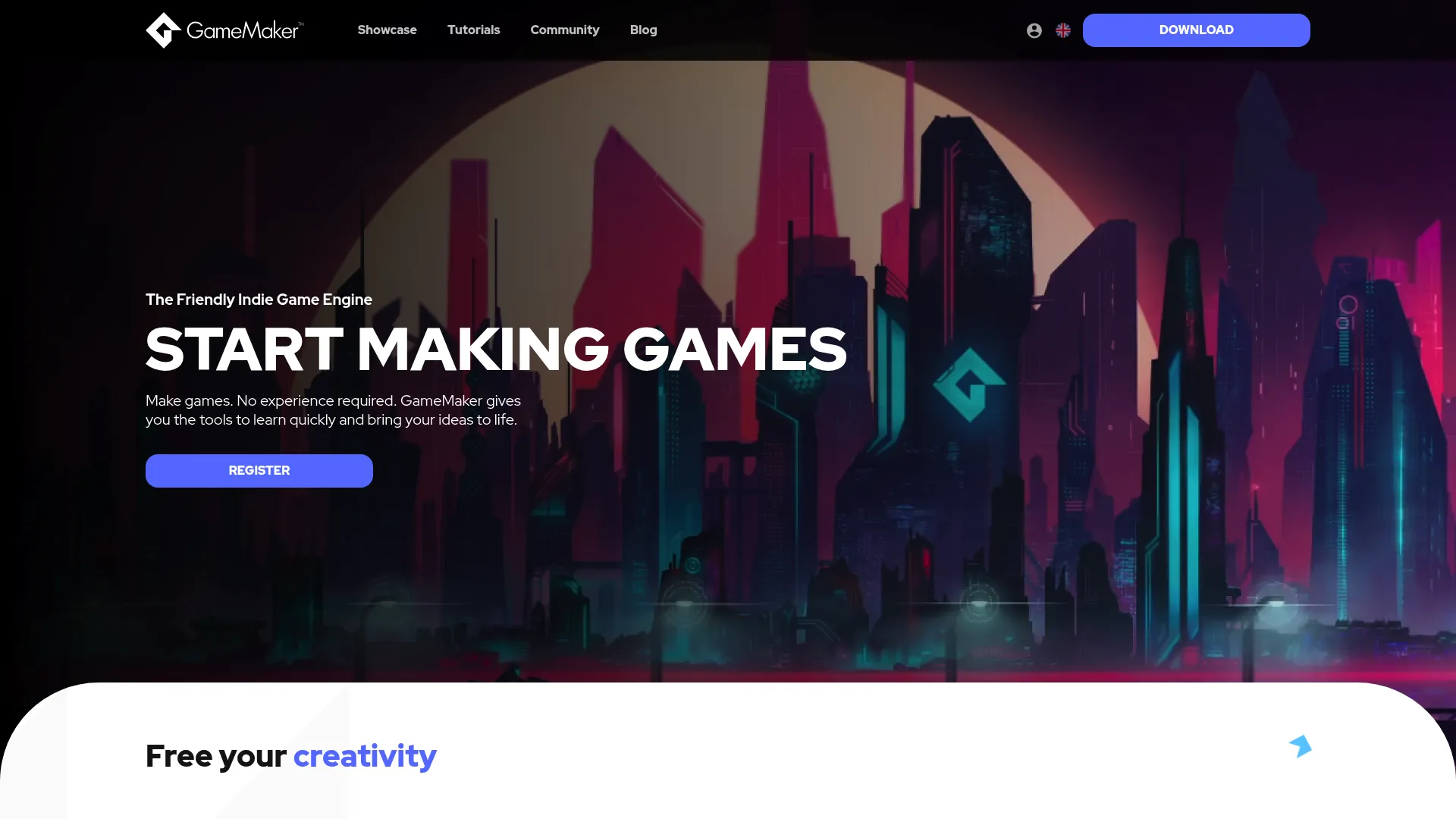 GameMaker 2D game engine homepage