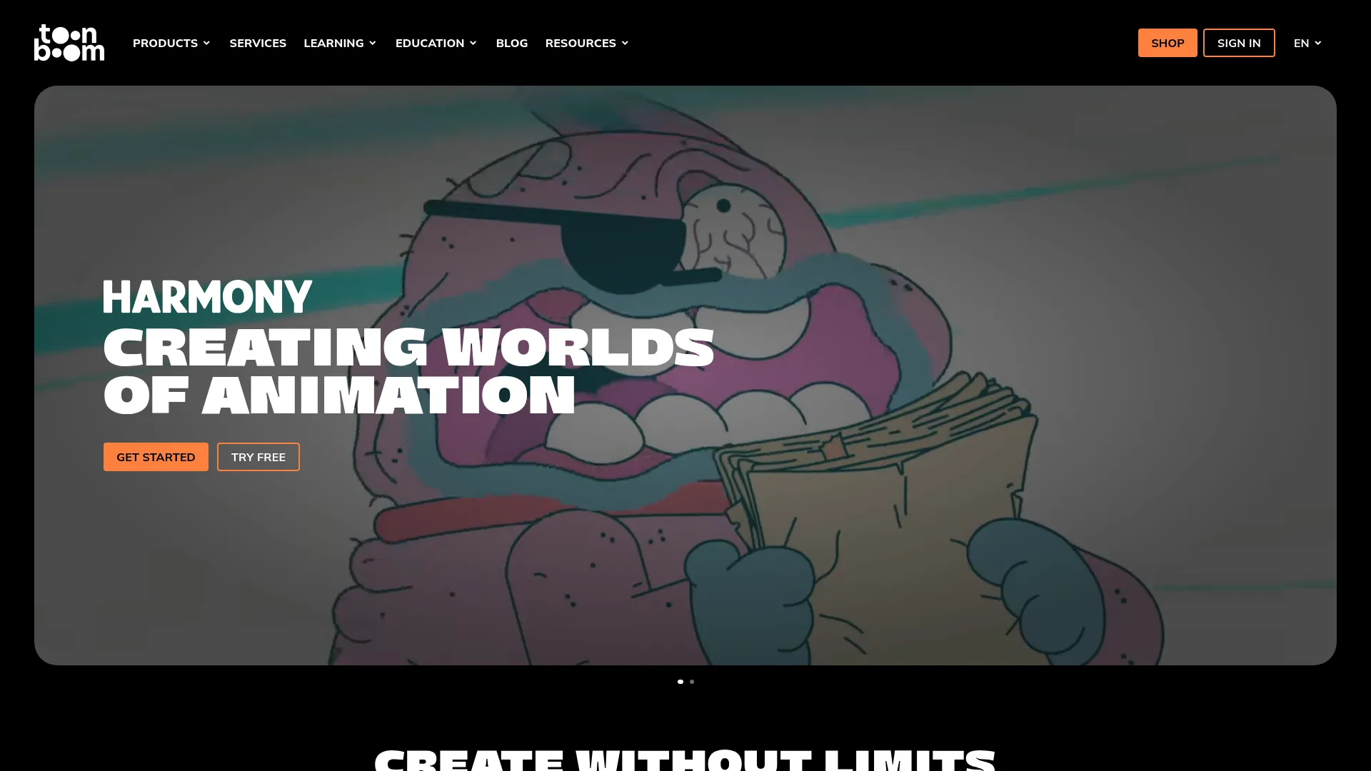 Toon Boom animation and storyboarding software homepage