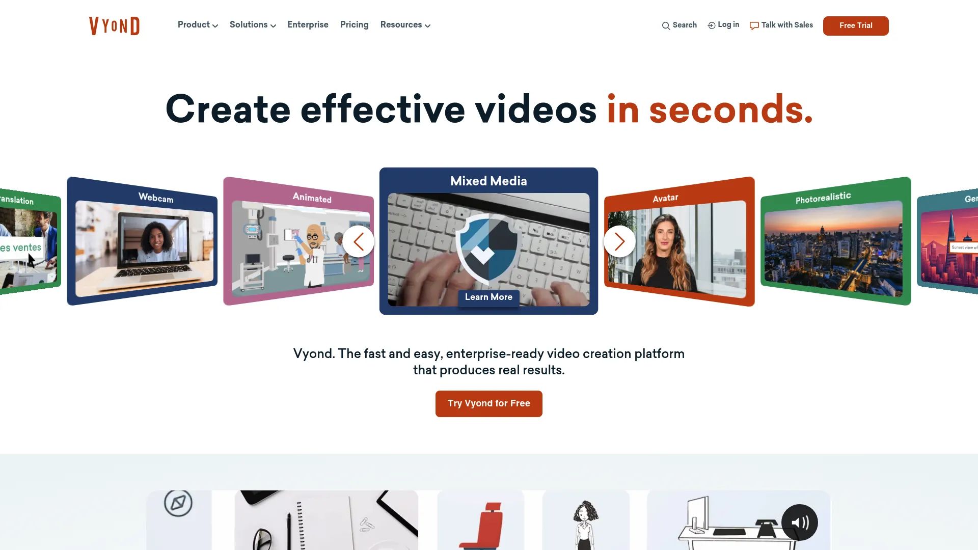 Vyond AI video creation platform homepage