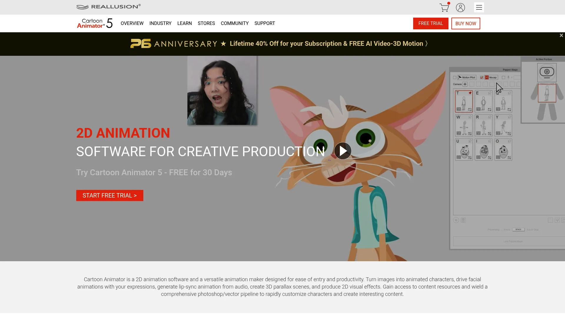 Reallusion Cartoon Animator 2D animation software homepage