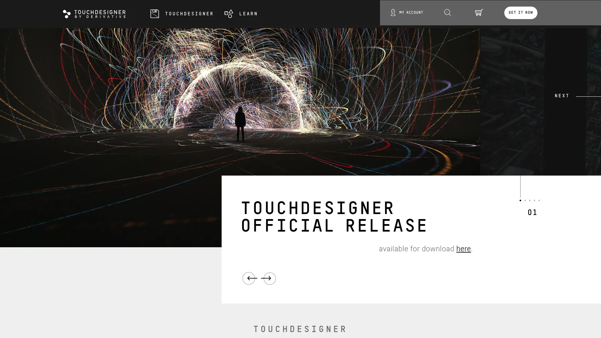 TouchDesigner node-based visual programming environment homepage