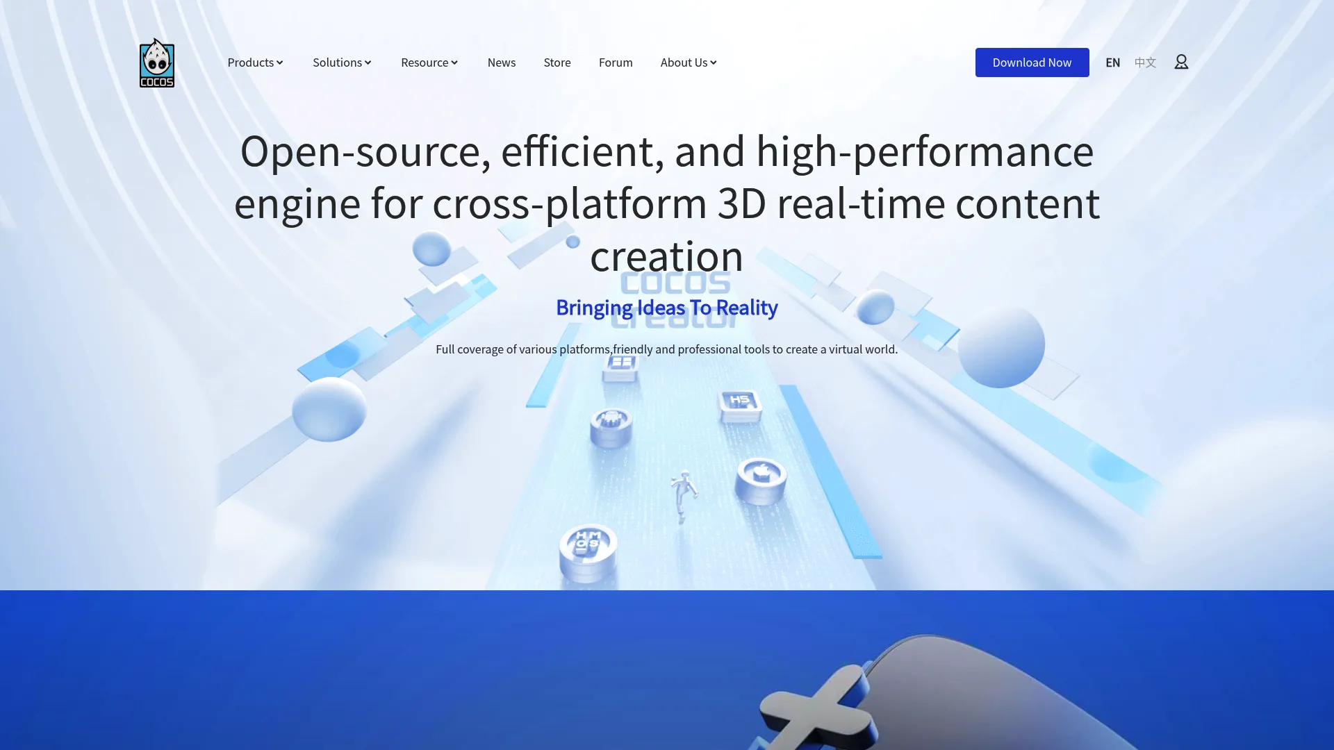 Cocos Creator game engine homepage