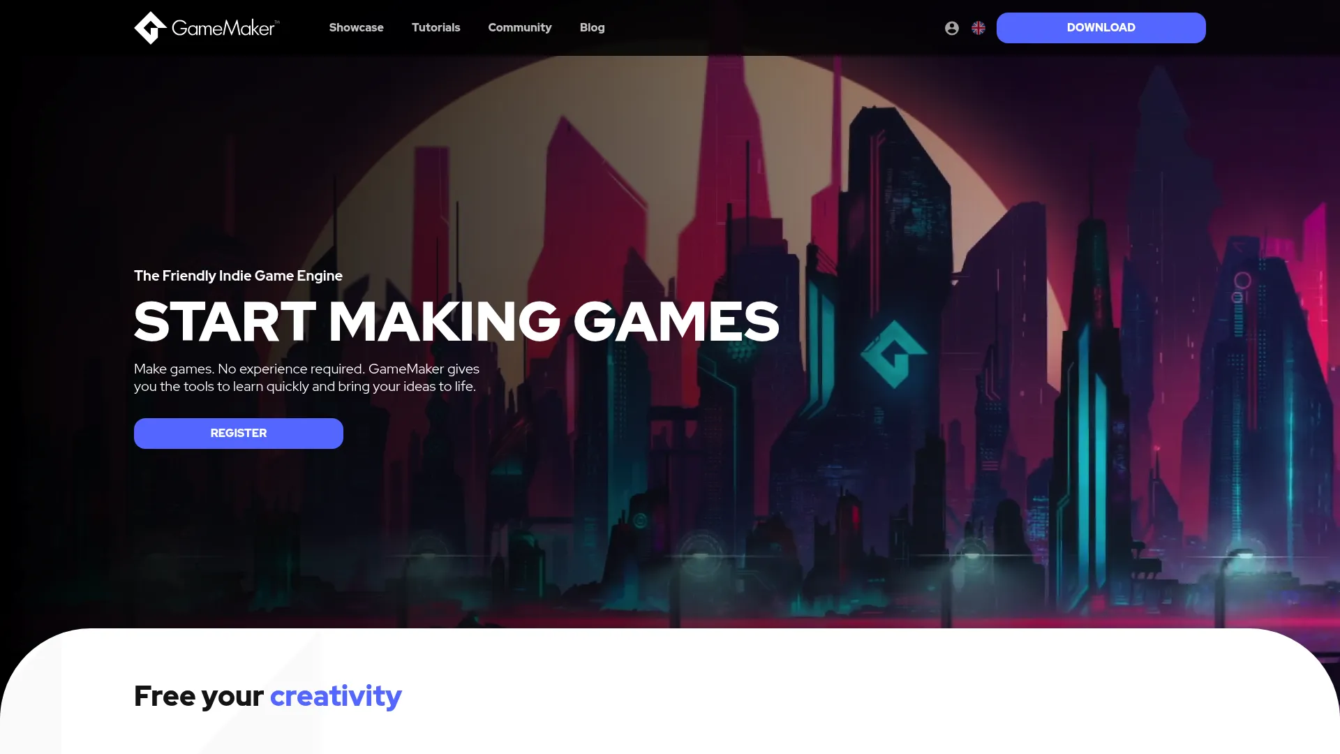GameMaker 2D game engine homepage