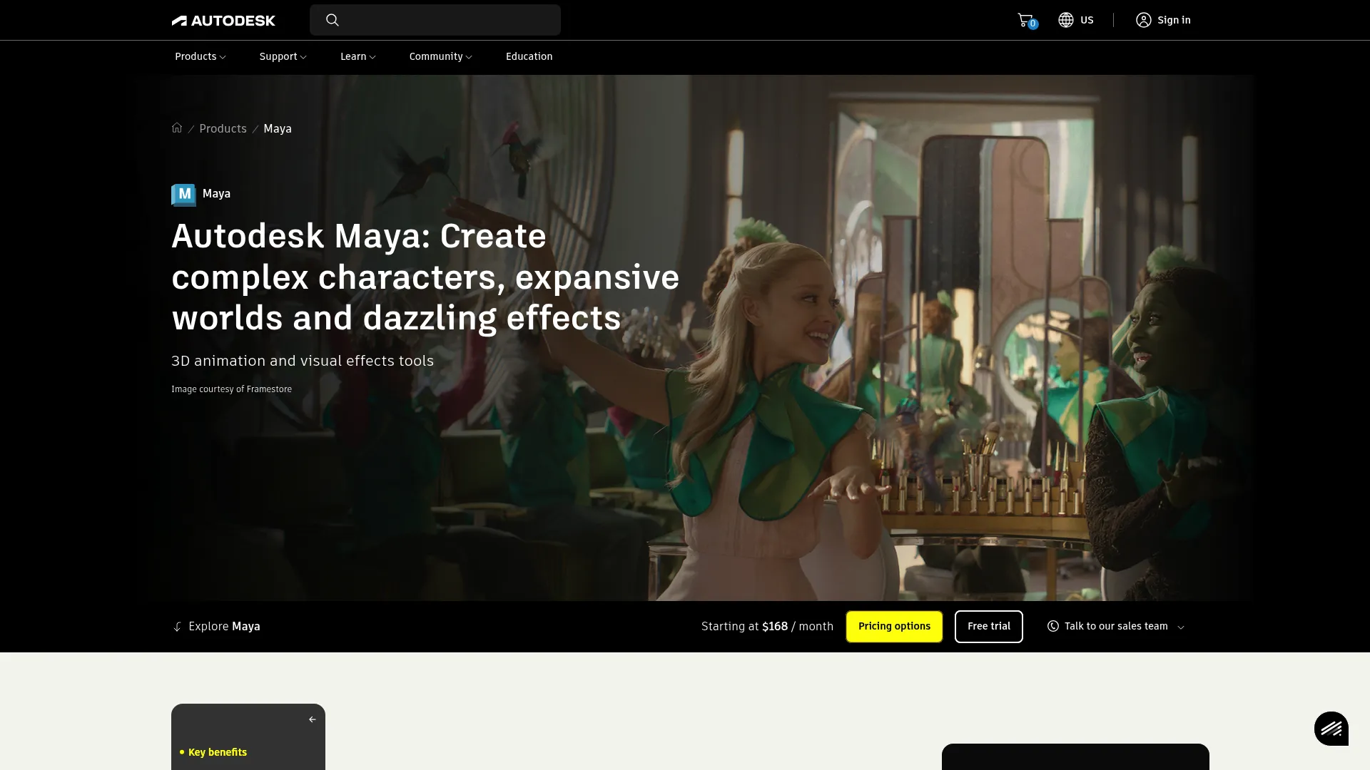 Autodesk Maya 3D animation and previs interface