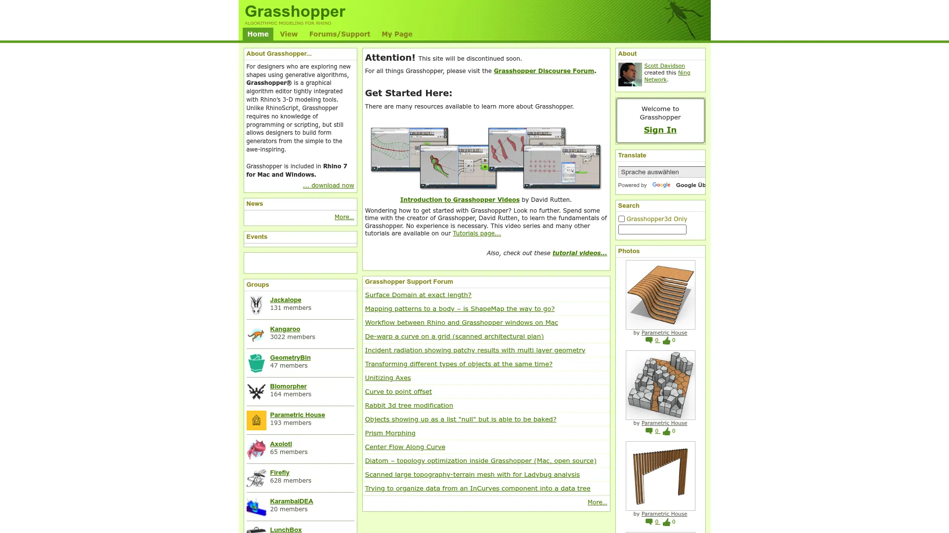 Grasshopper visual programming for Rhino