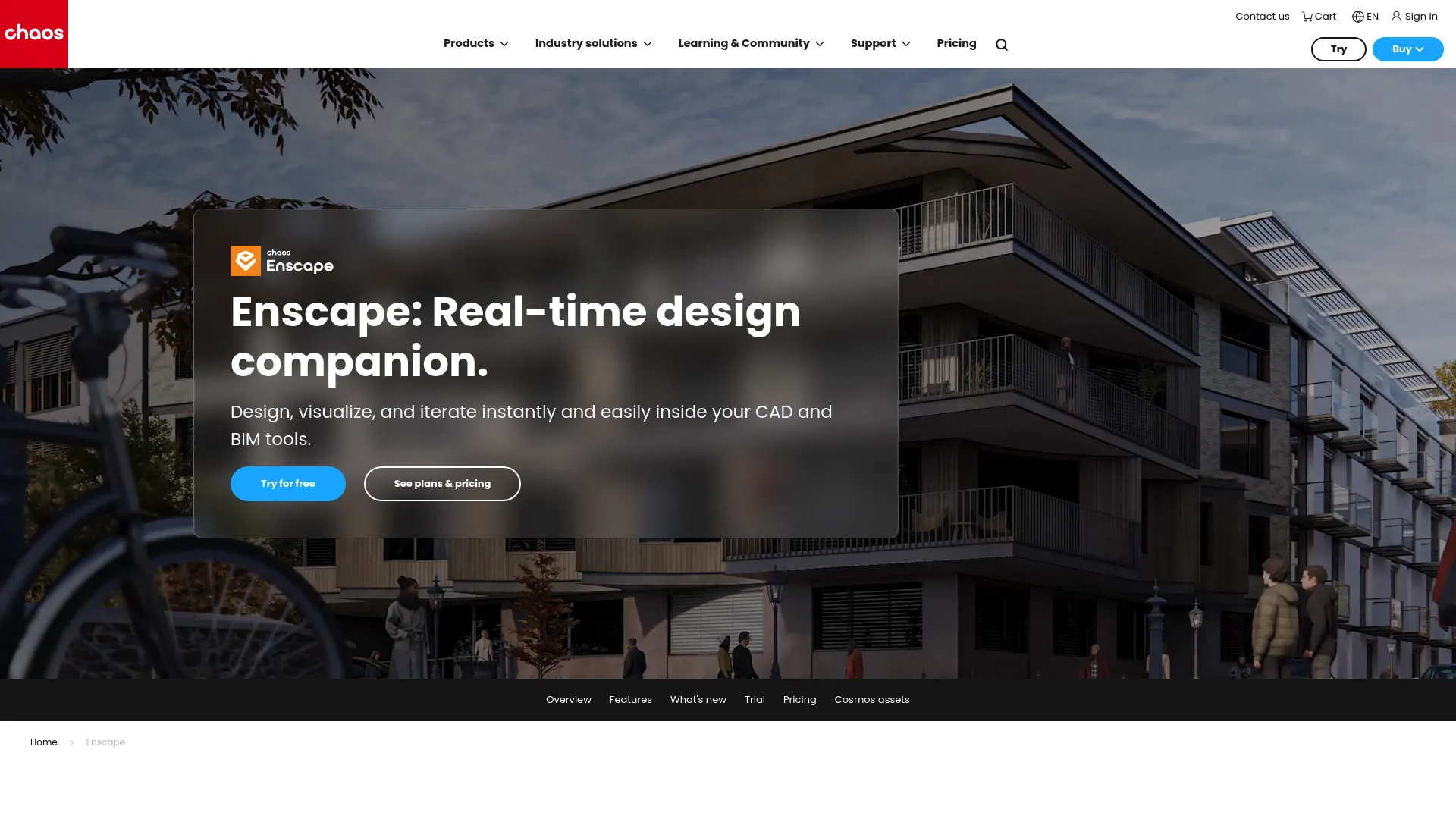 Chaos Enscape real-time rendering homepage