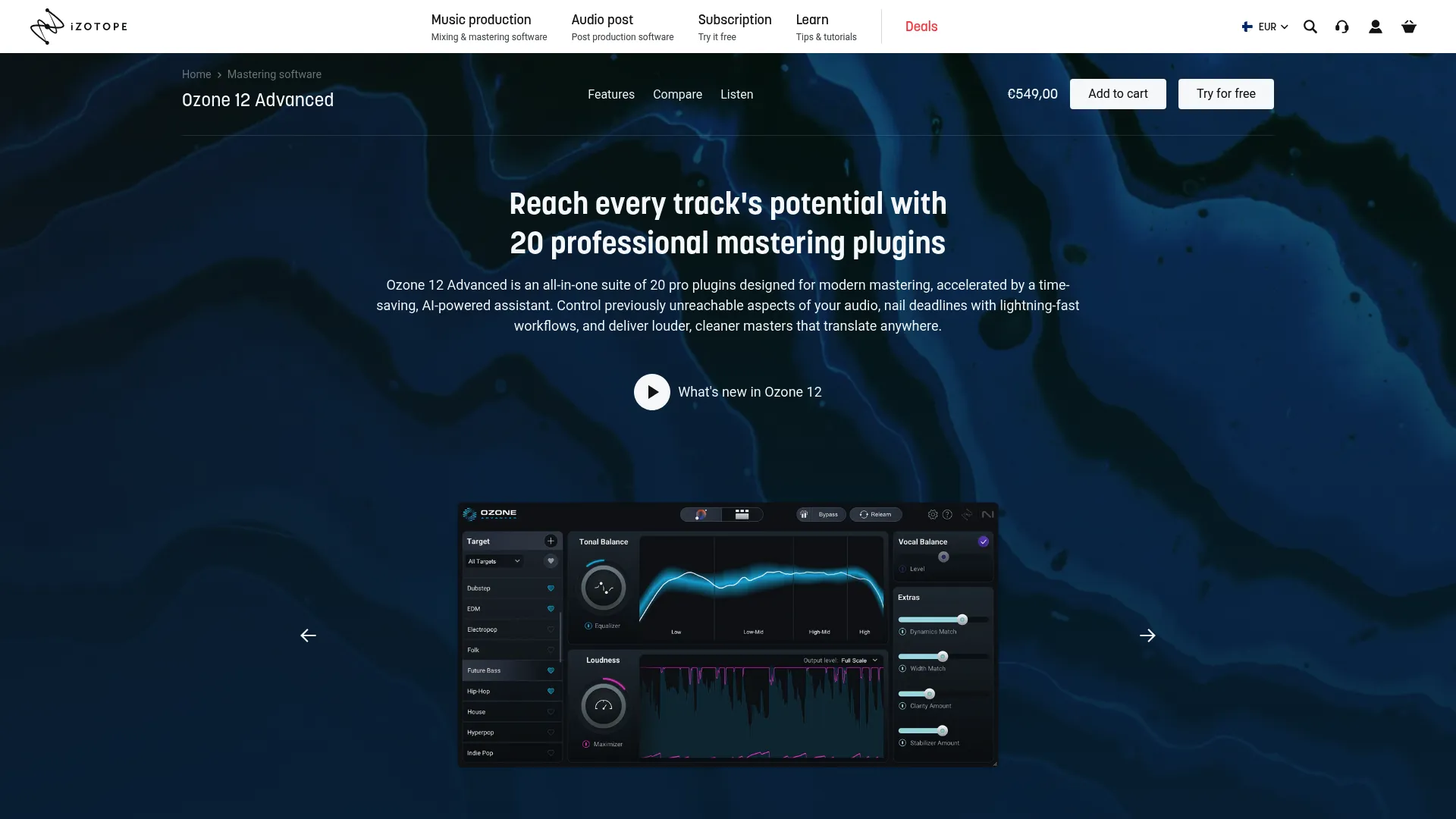 iZotope Ozone mastering plugin suite interface
