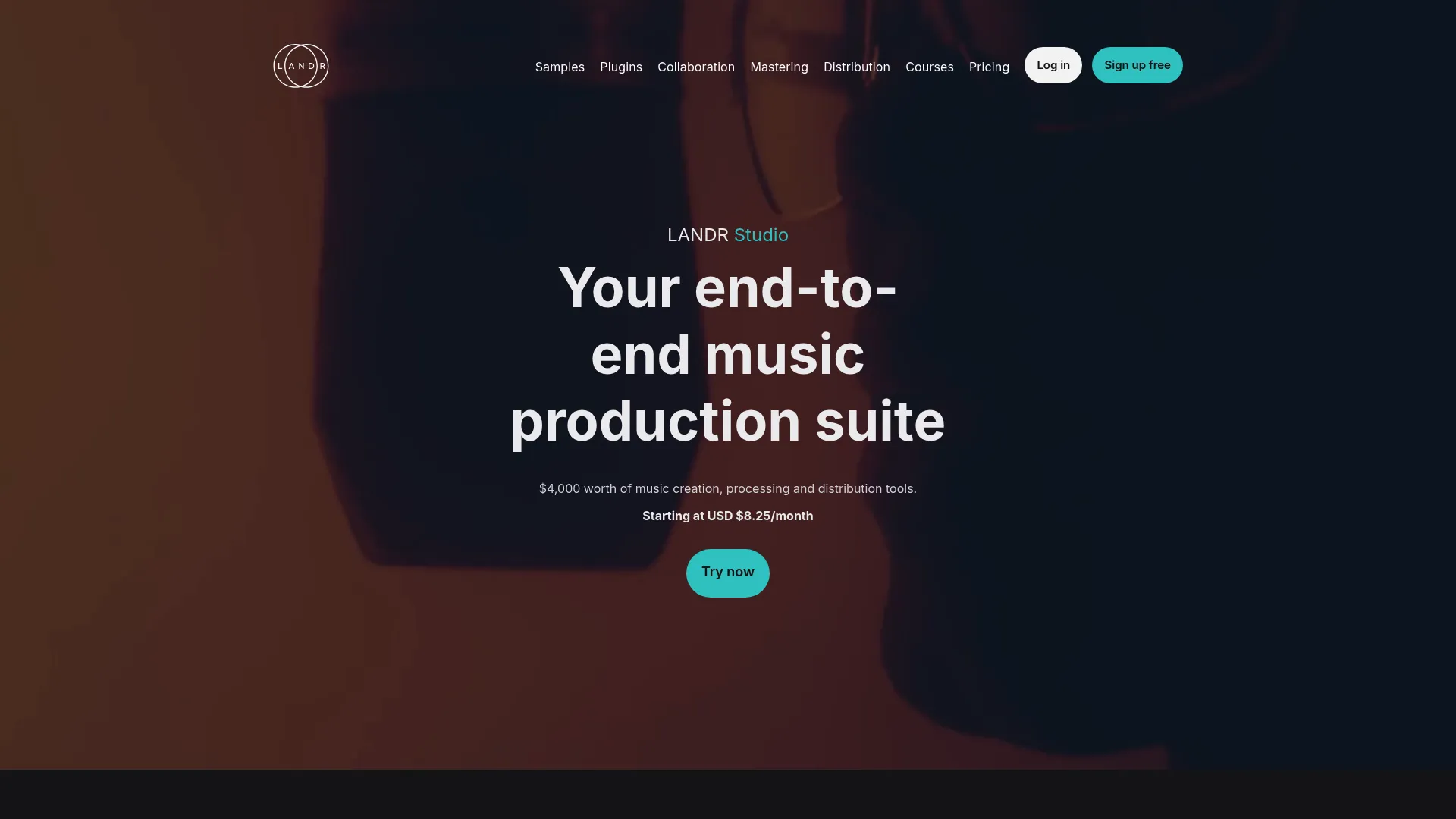 LANDR AI mastering and music distribution platform homepage