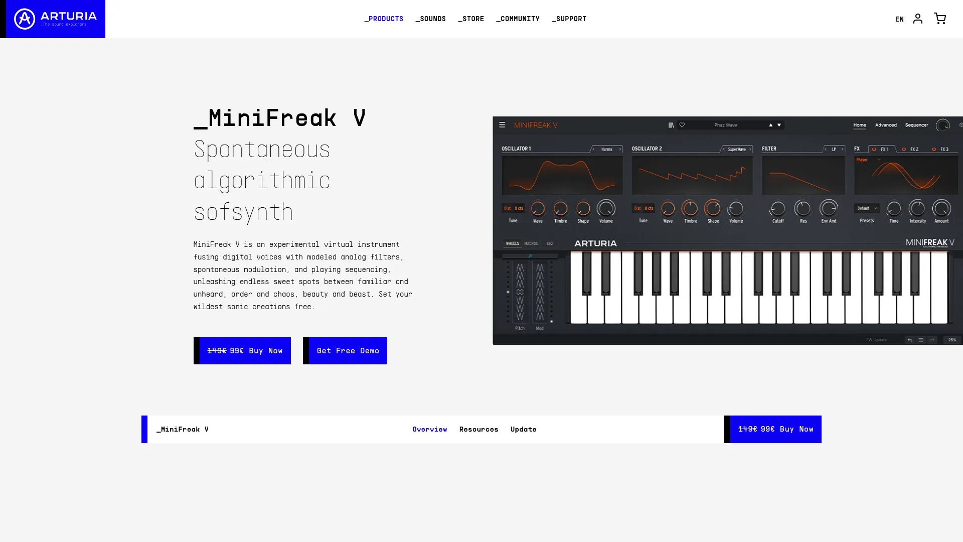 MiniFreak V hybrid virtual synthesizer interface