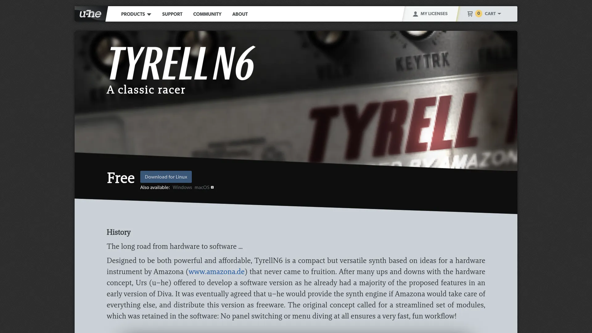 Tyrell N6 virtual analog synthesizer interface
