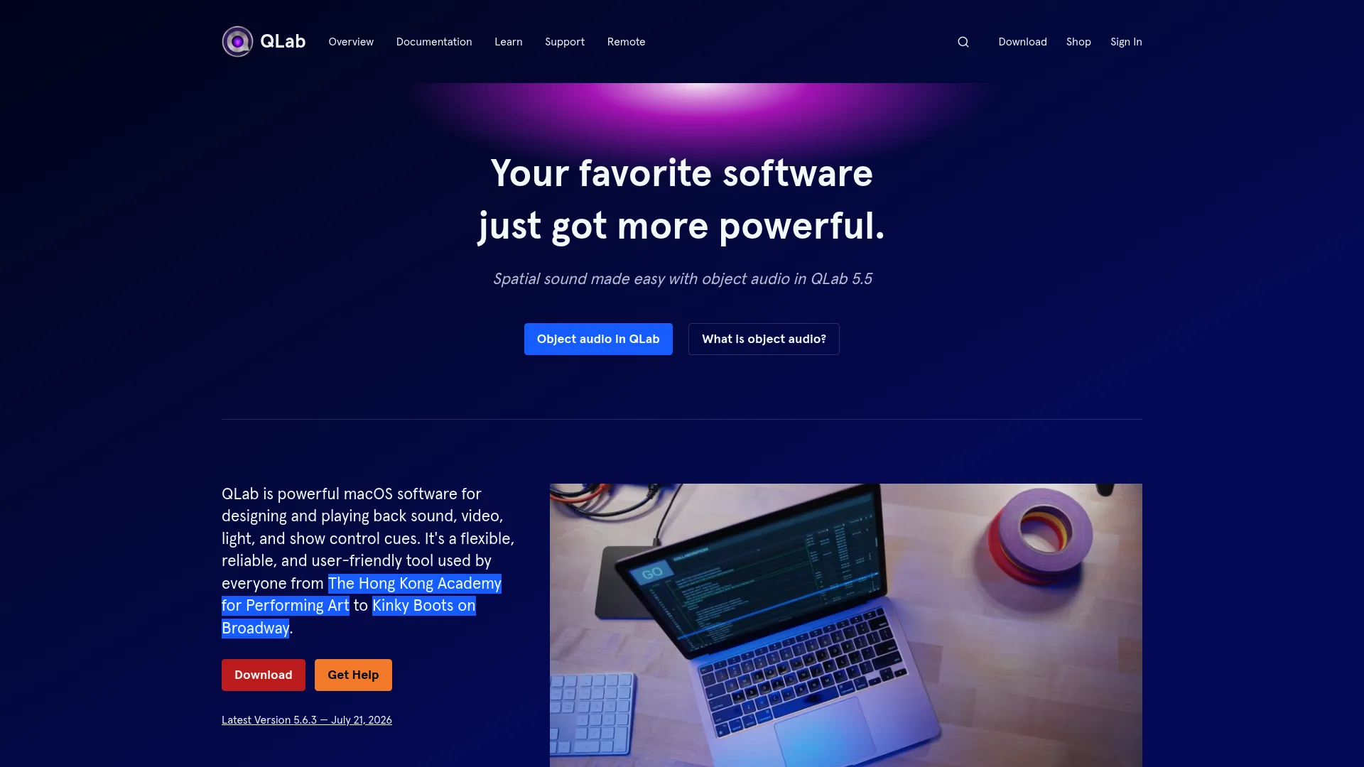 QLab show control software homepage