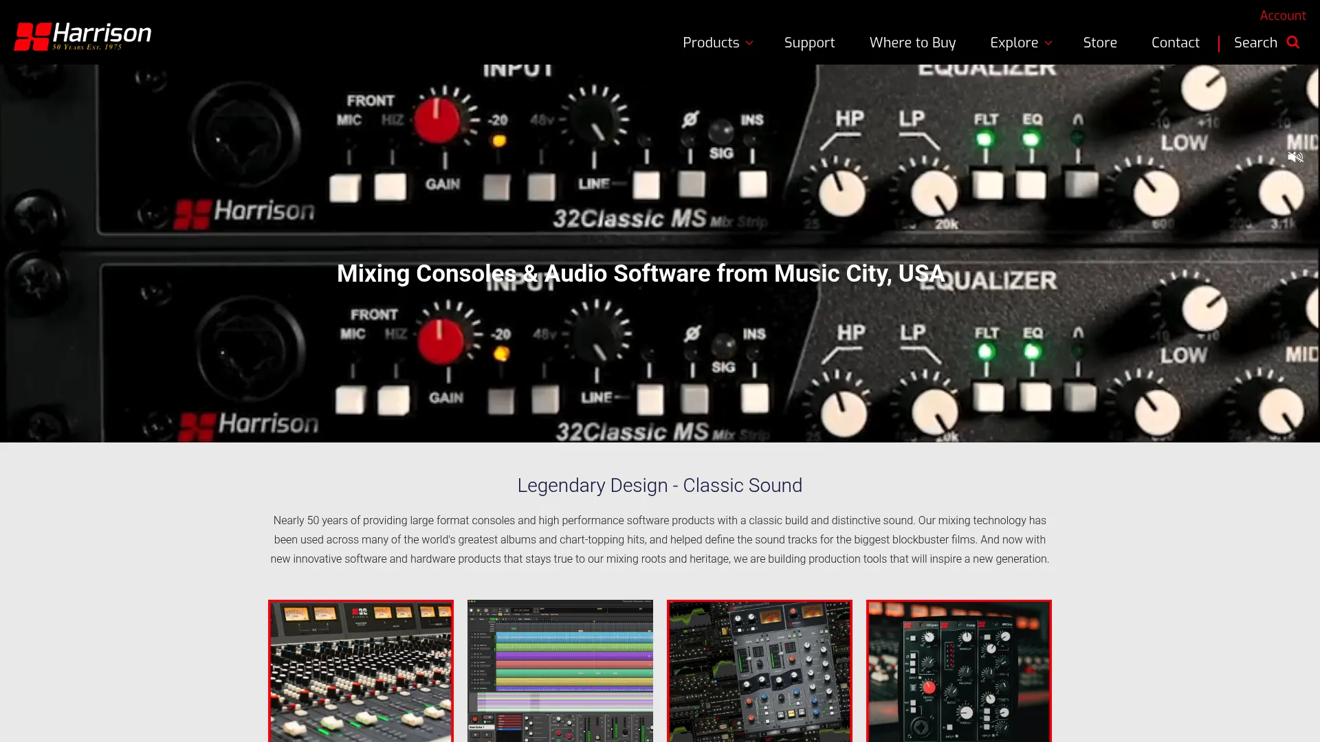 Harrison Consoles LiveTrax software homepage