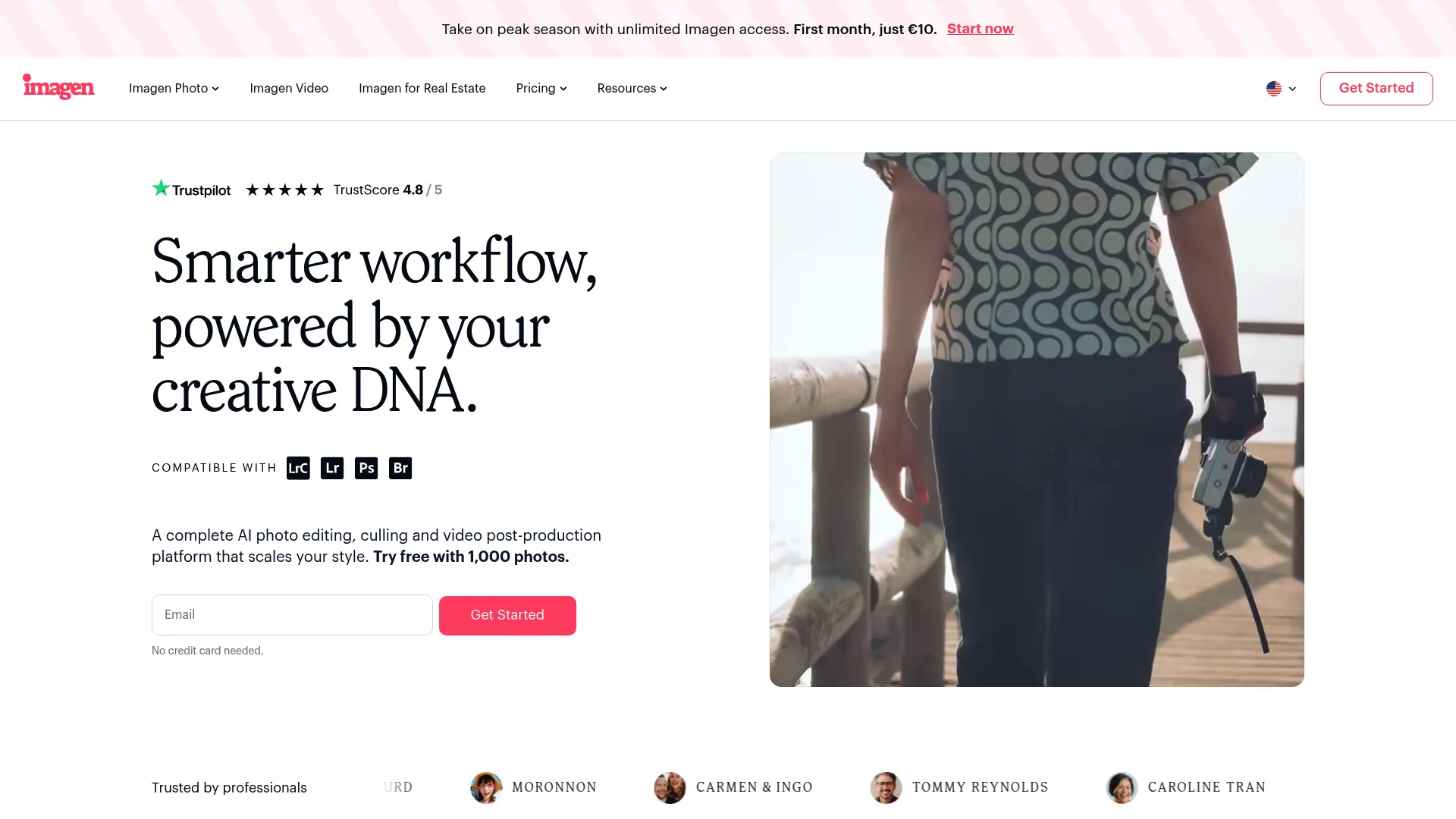 Imagen AI photo culling and editing homepage