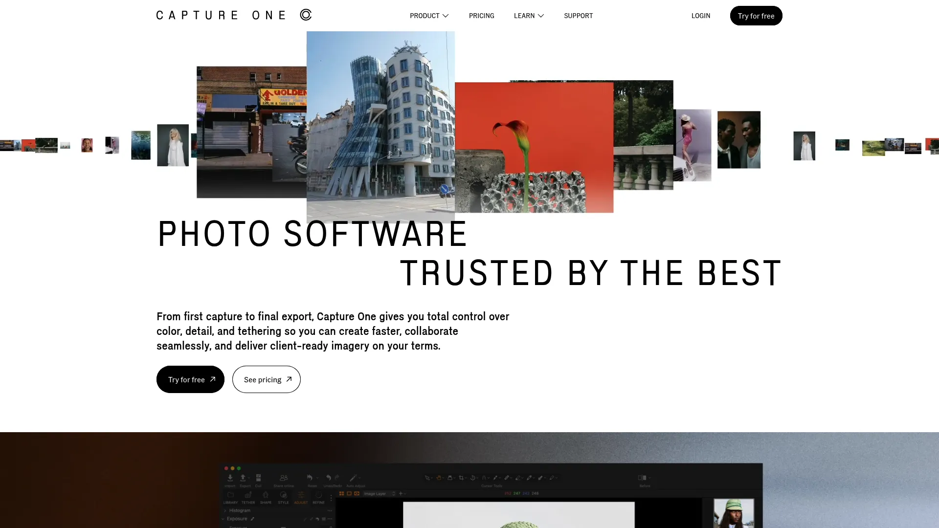 Capture One professional photo editing homepage