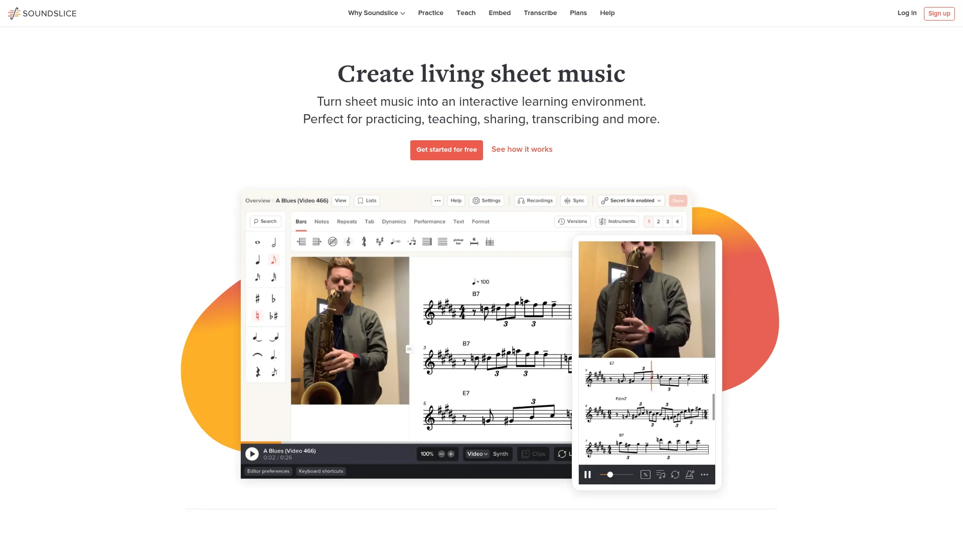 Soundslice web-based notation and practice interface