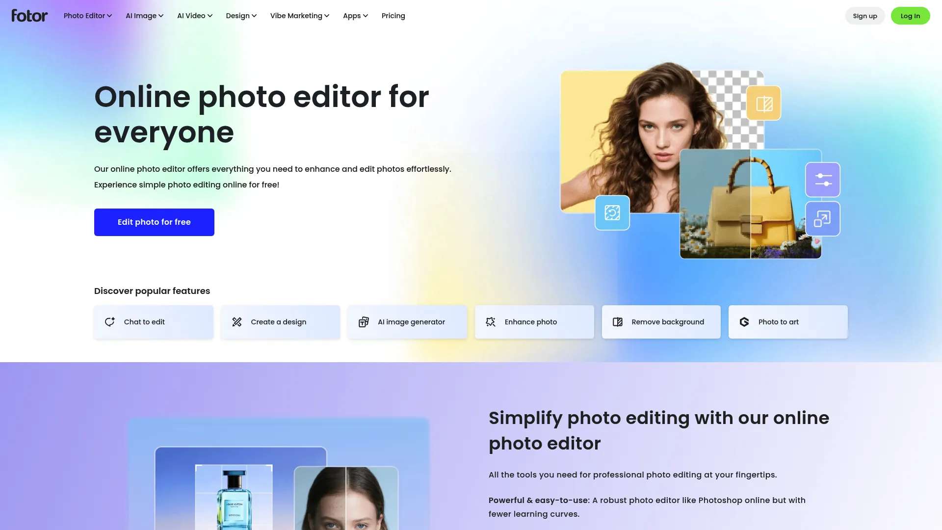 Fotor AI photo editor homepage