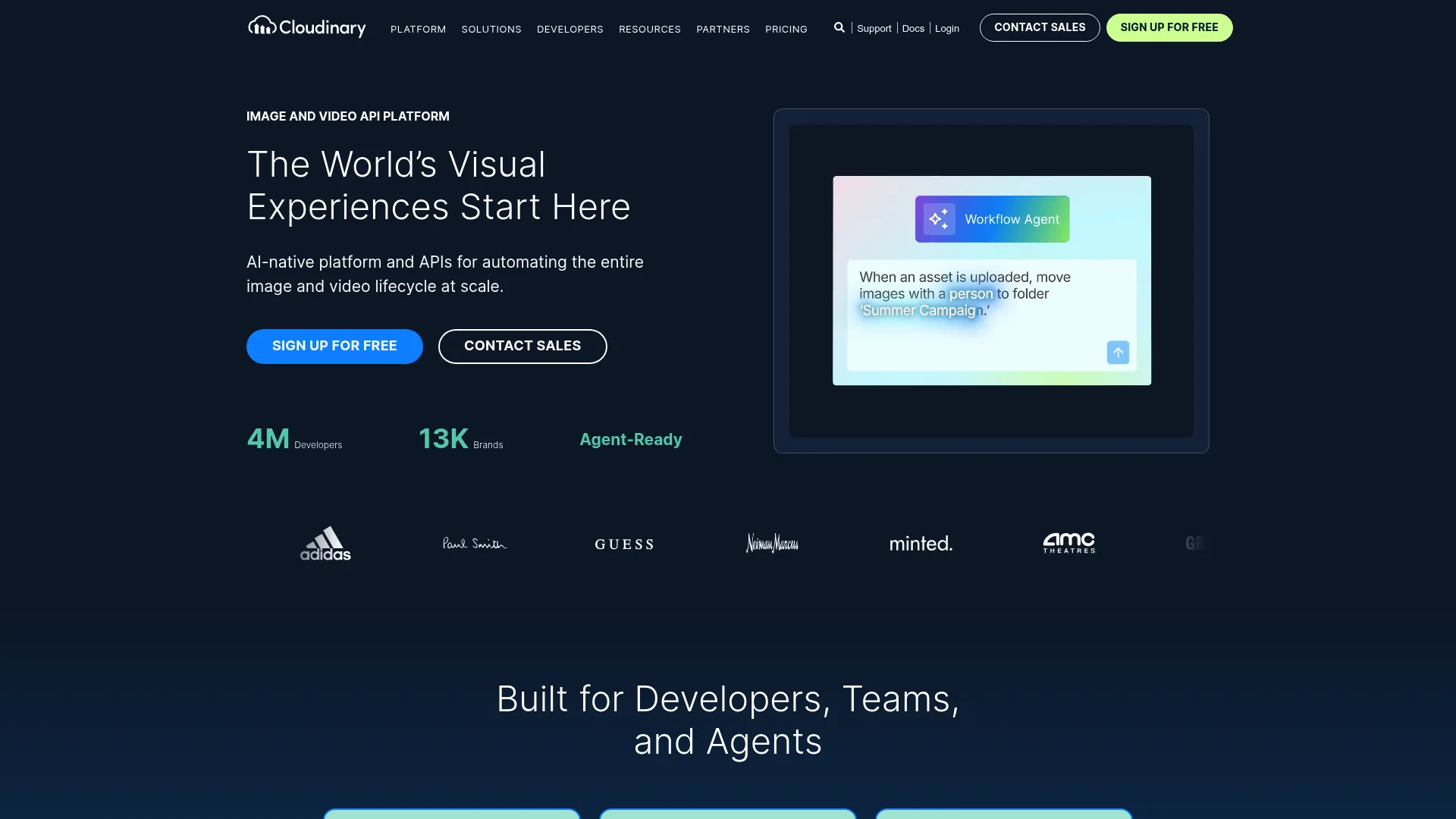 Cloudinary homepage