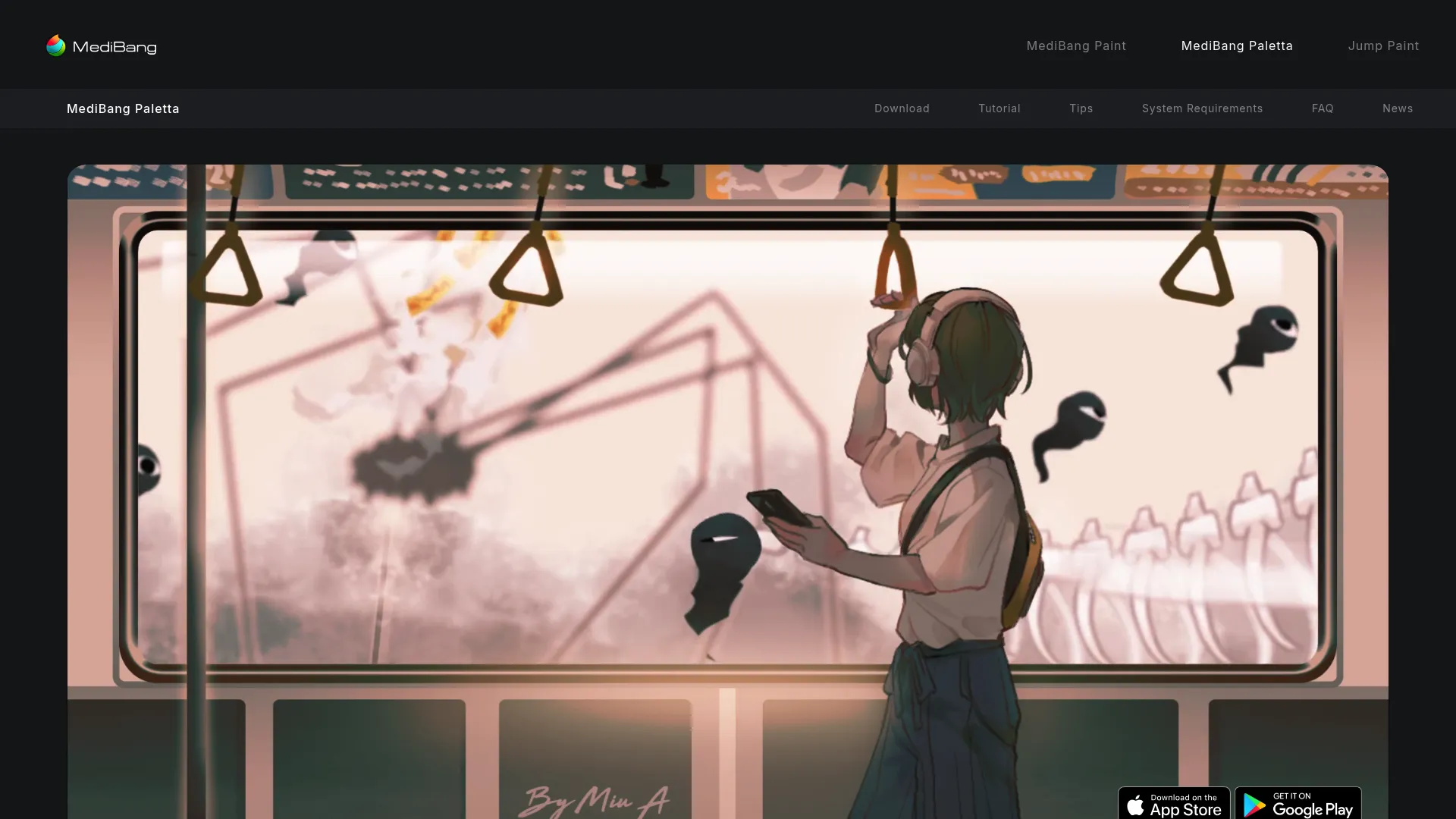 MediBang Paint homepage showing free digital painting and manga software