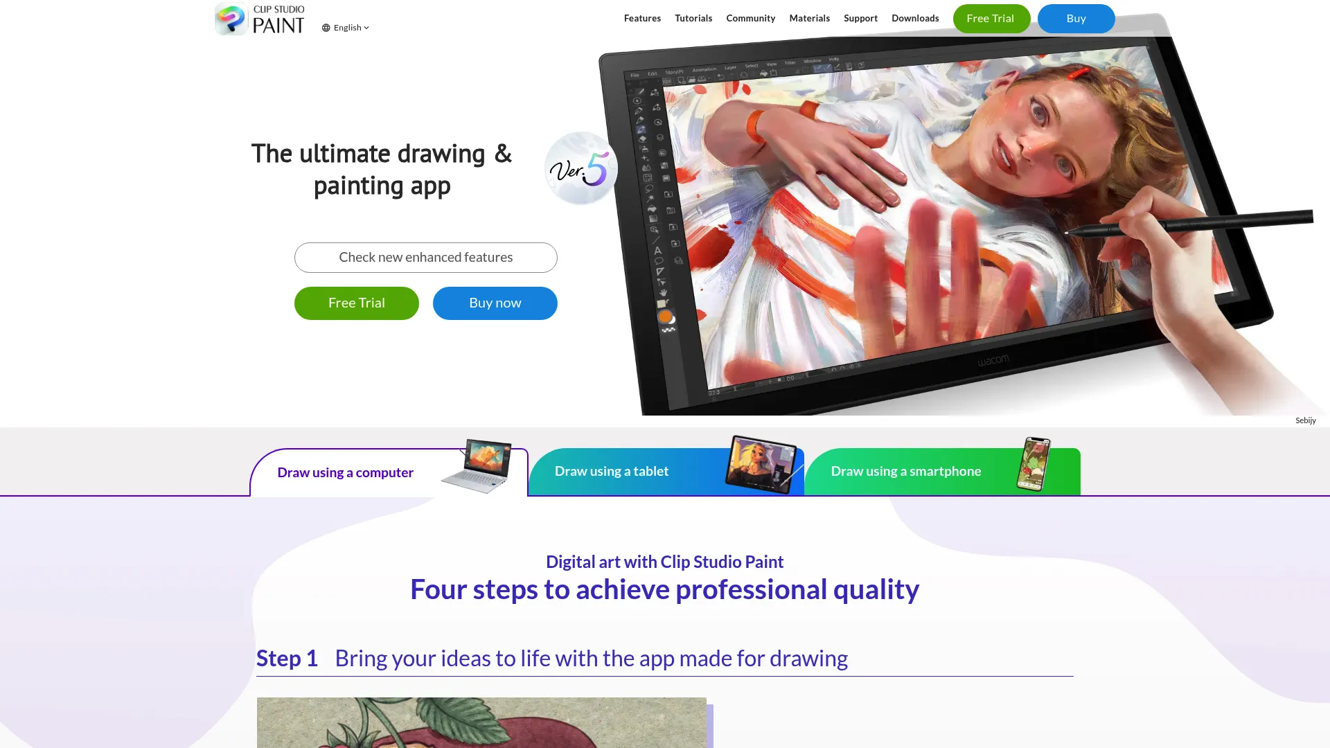 Clip Studio Paint illustration software workspace